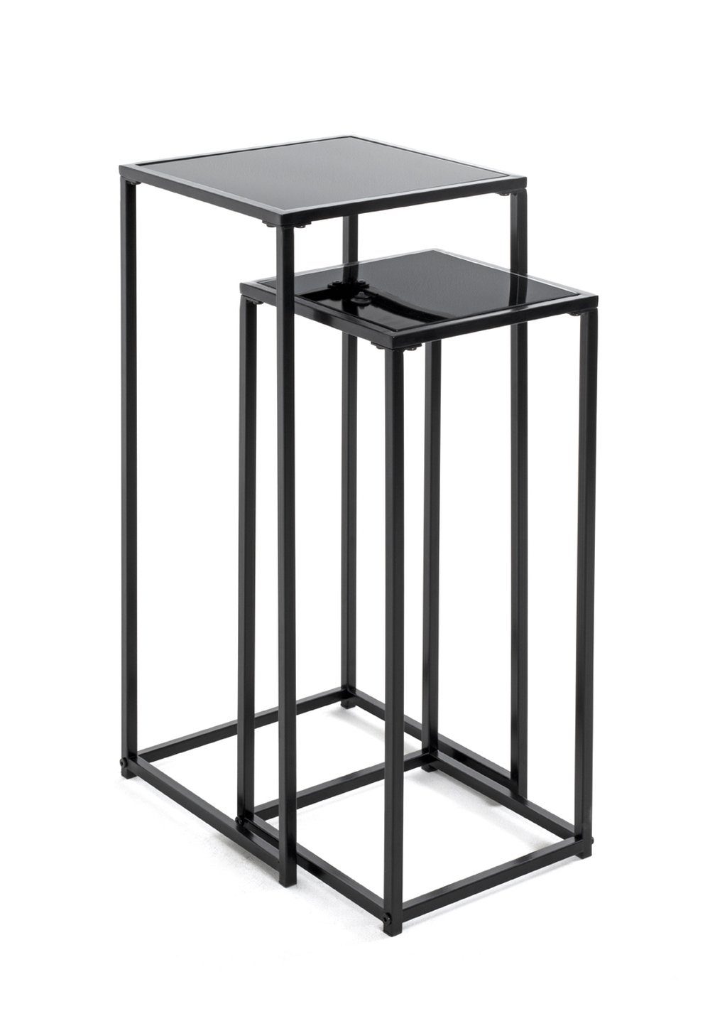 freiraum Blumentisch 25558, in schwarz, Metall, Sicherheitsglas 5 mm - 25x60x25 (BxHxT)
