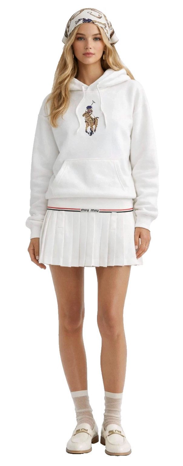 Polo Ralph Lauren Hoodie Damen Sweatshirt mit Gesticktem Label-Logo Pony Kapuze mit Kordelzug, Kängurutasche, gerippte Bündchen