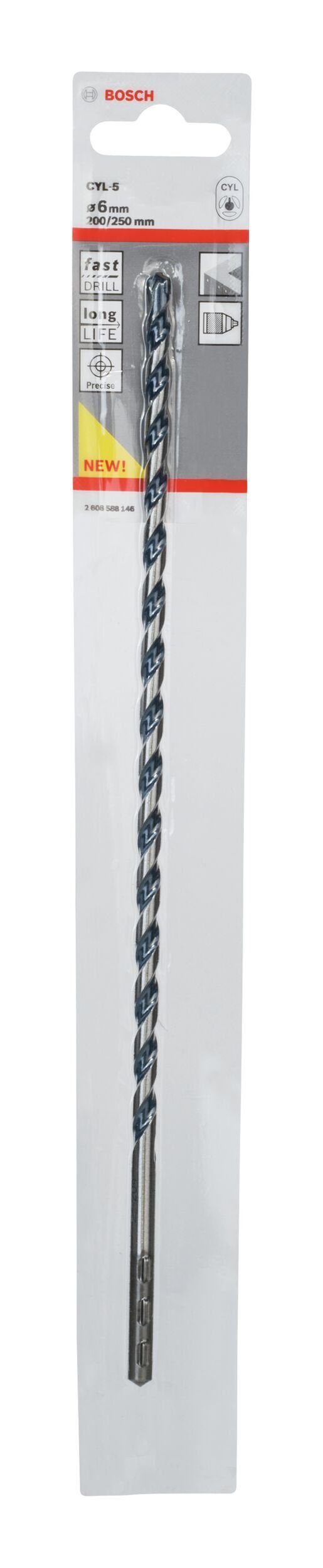 BOSCH Steinbohrer, CYL-5 (Blue Granite) 200 mm x - - Betonbohrer 6 1er-Pack x 250