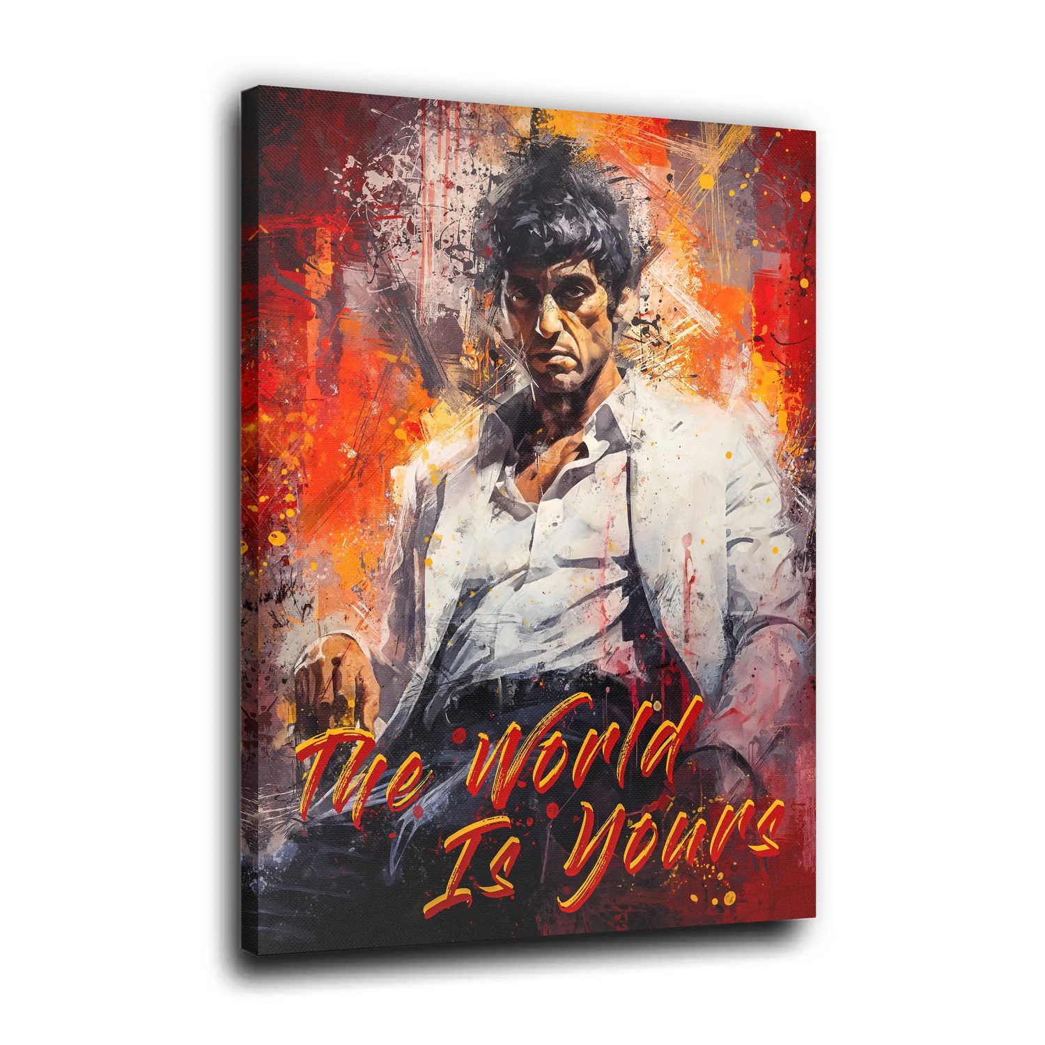 Artedinoi Leinwandbild Abstrakt Scarface The World Leinwandbild Wandbild Kunstdruck XL Wandde, Gangster mit Weltkugel-Motiv