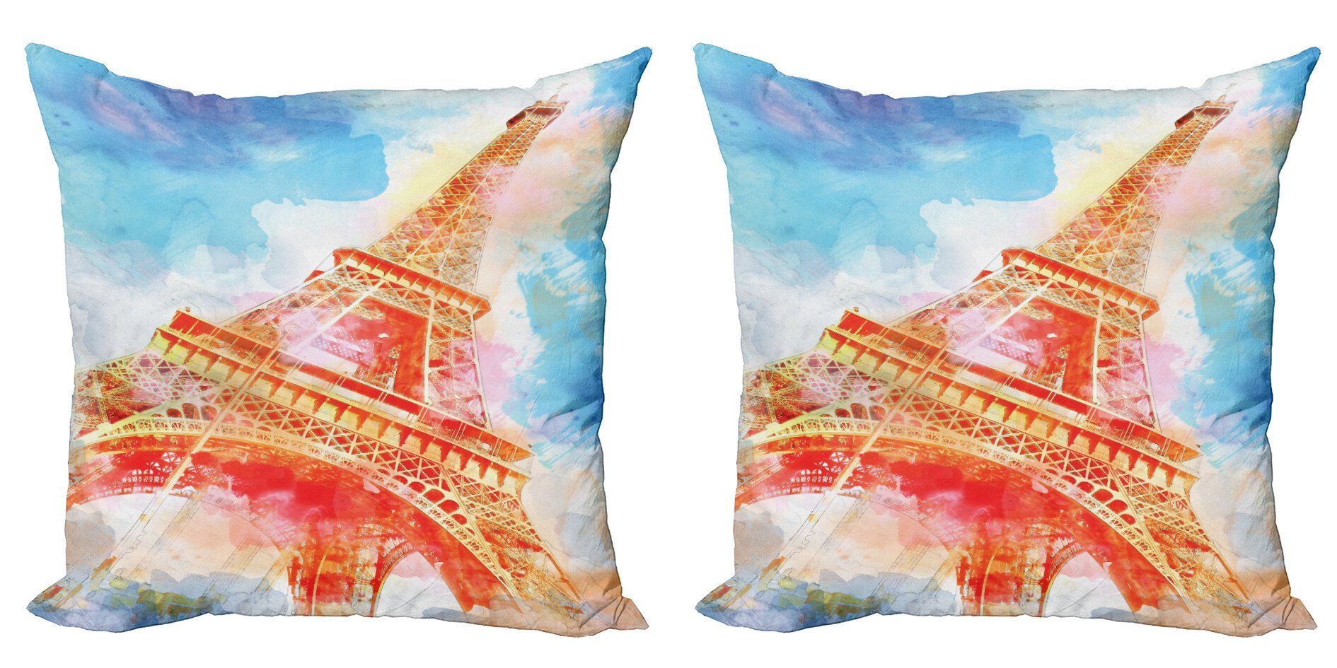 Kissenbezüge Modern Accent Doppelseitiger Digitaldruck, Abakuhaus (2 Stück), Bunt Eiffelturm