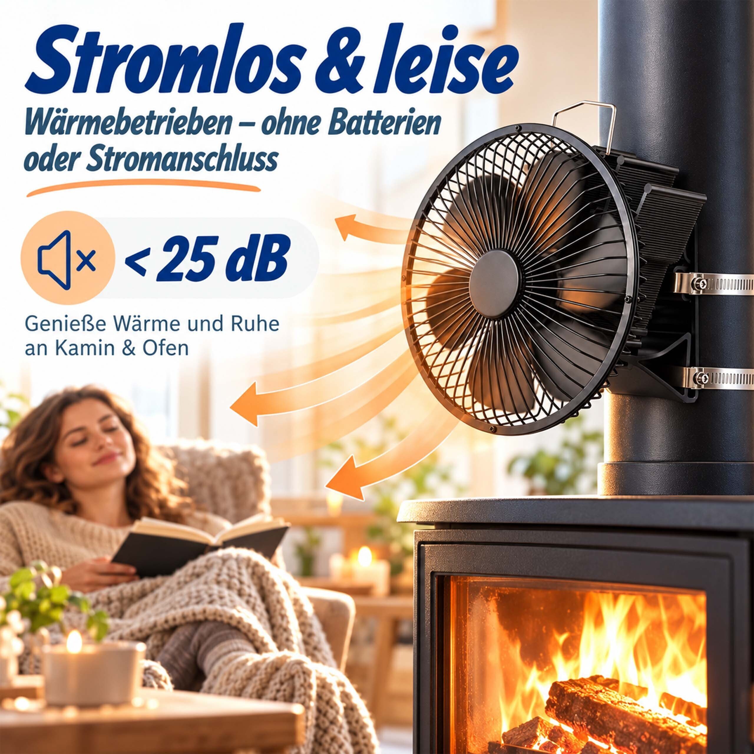 relaxdays Kaminventilator Ofenrohr Schutzgitter – Bild 3 von 5