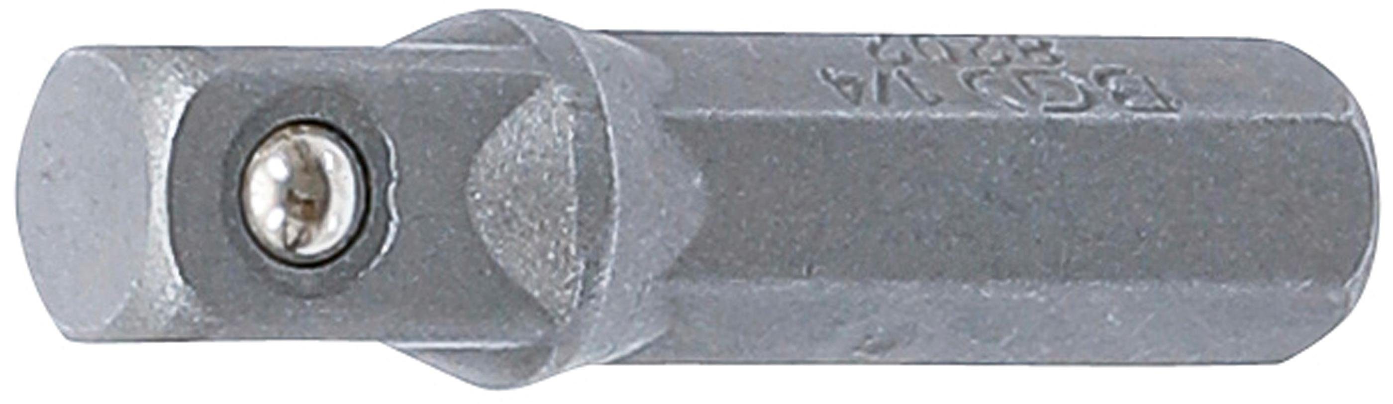 BGS technic Ratschenringschlüssel Bit-Knarren-Adapter, Außensechskant 6,3 mm (1/4) - Außenvierkant 6,3 mm (1/4), 30 mm