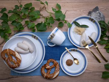 CreaTable Kombiservice Geschirr-Set Love Bavaria (10-tlg), 2 Personen, Porzellan, Service für die bayrische Küche und Lifestyle, 10 Teile für 2 Personen