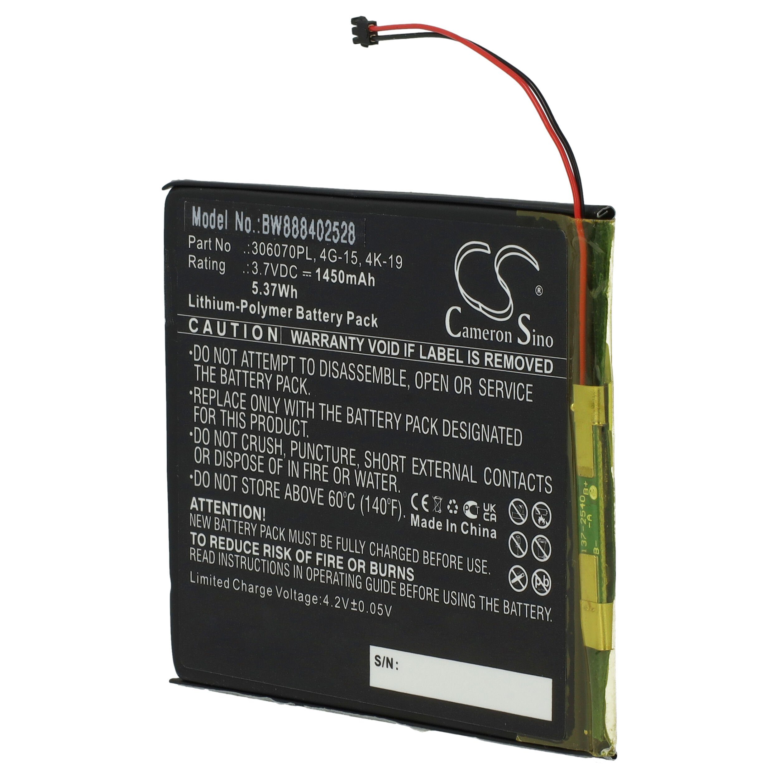 vhbw kompatibel mit Lux Li-Polymer 2 (3,7 V) mAh Basic 616 Pocketbook Akku 1450