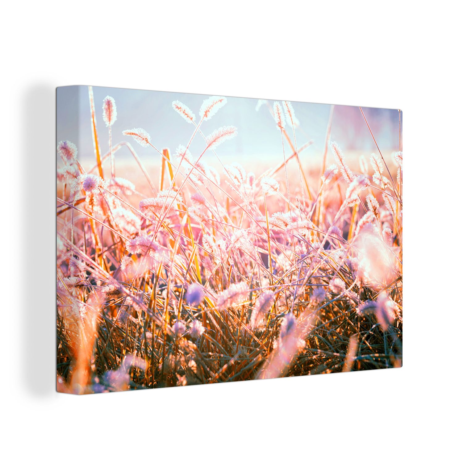 OneMillionCanvasses® Leinwandbild Winter - Eis - Sonne, (1 St), Wandbild Leinwandbilder, Aufhängefertig, Wanddeko, 30x20 cm