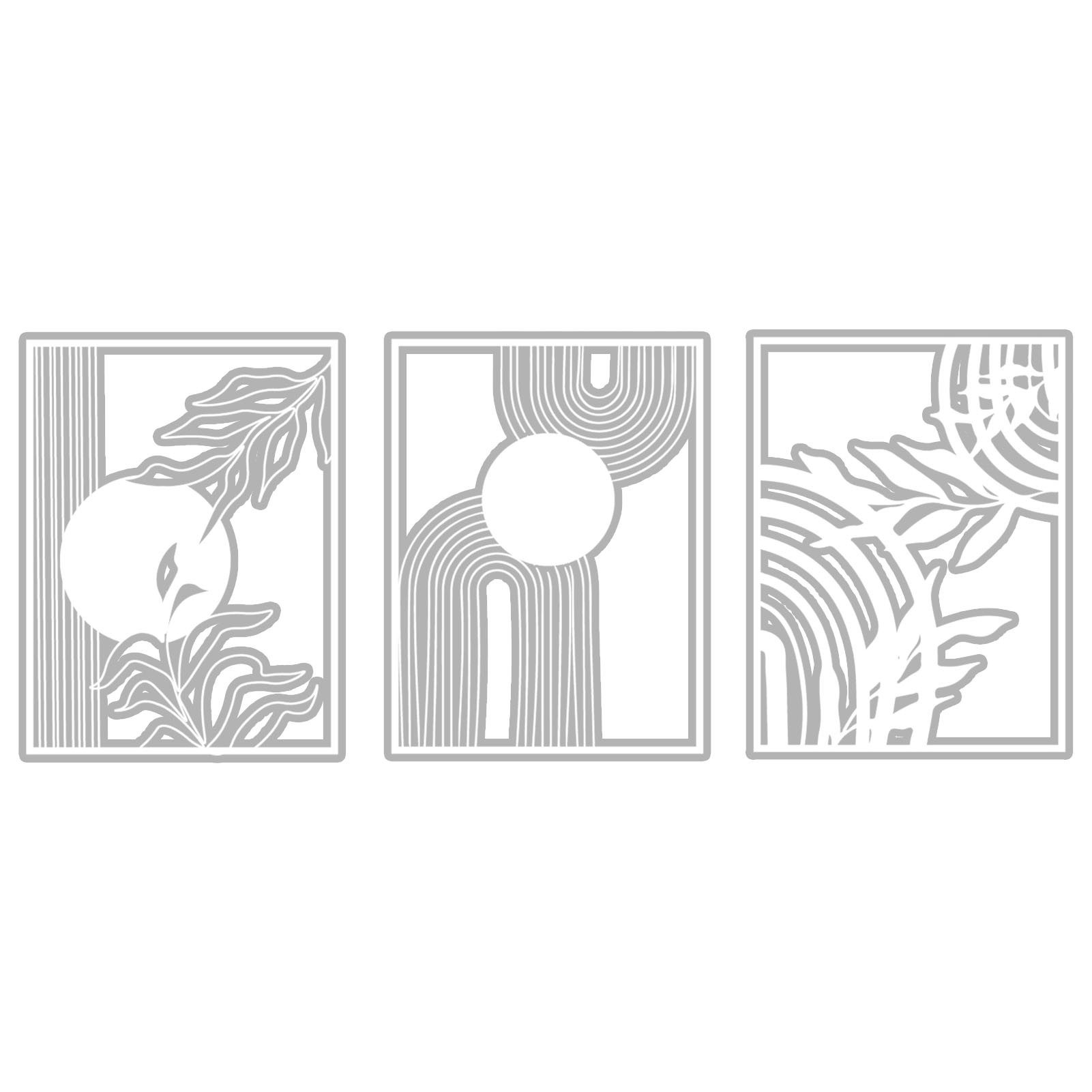 Jumpeak Wanddekoobjekt Metall Wanddeko Set 3-teilig, Modern Geometrisch-Florales Design, Stylisches Wohnaccessoire für Modernes Interieur,Geschenk zum Einzug