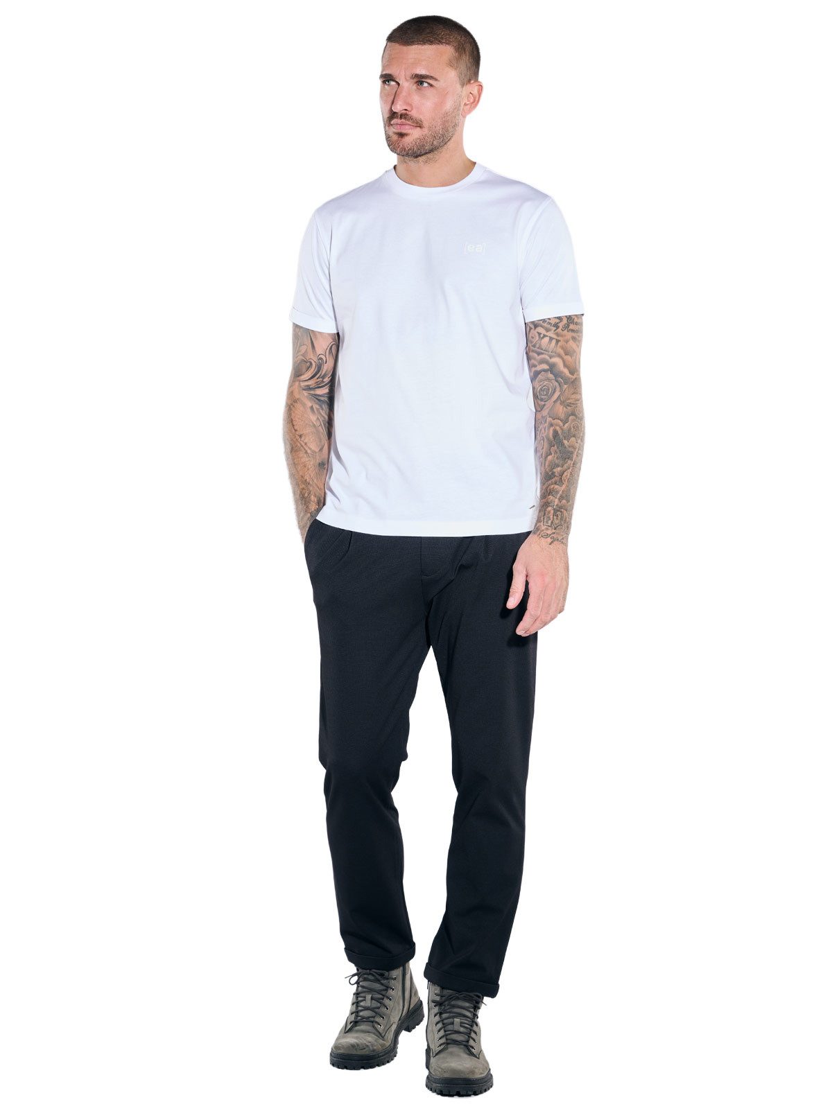 emilio adani T-Shirt Herren Rundhals T-Shirt, Reinweiss