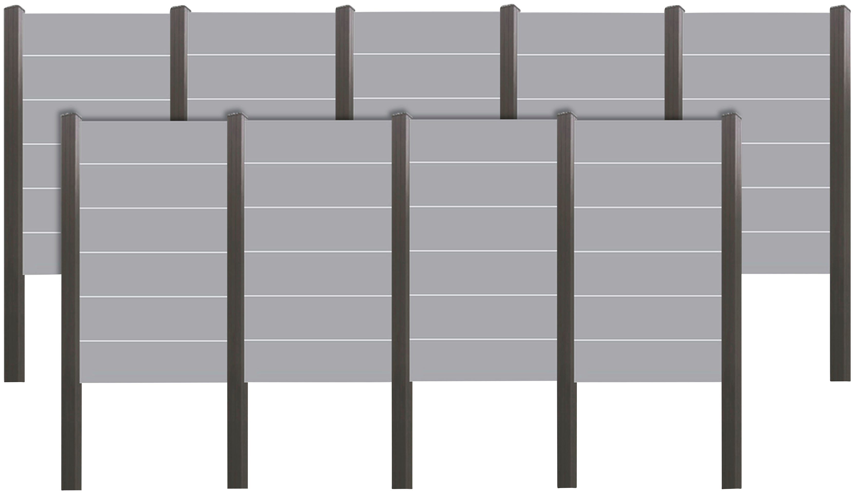 Tetzner & Jentzsch Sichtschutzelement ROUNDROCK 7, (Set), Satiniertes Glas in Aluminiumpfosten