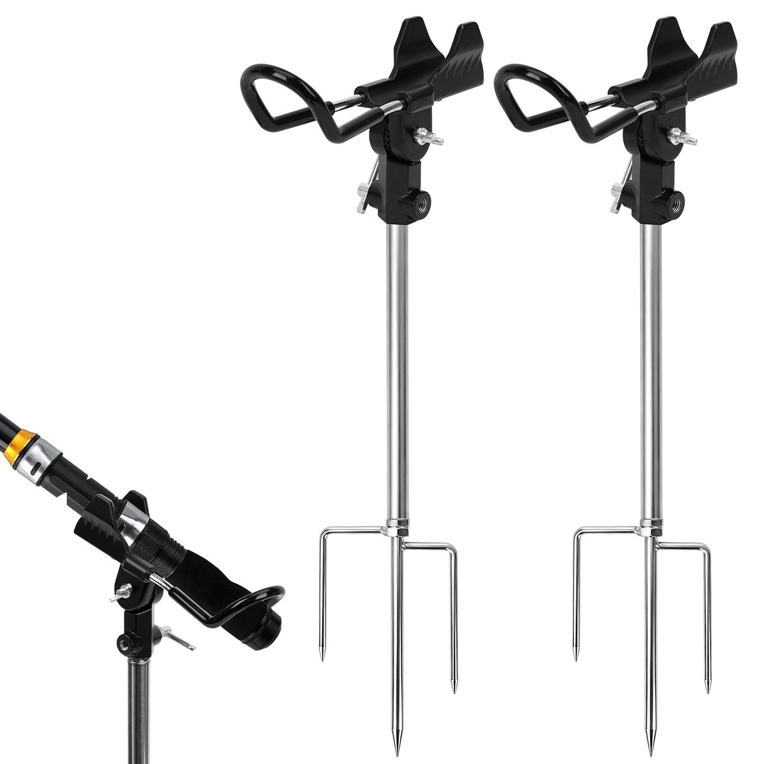 OSTWOLKE Rutenhalter 2 x Rutenhalter 360° Verstellbar Hallter für Angelruten Edelstahl