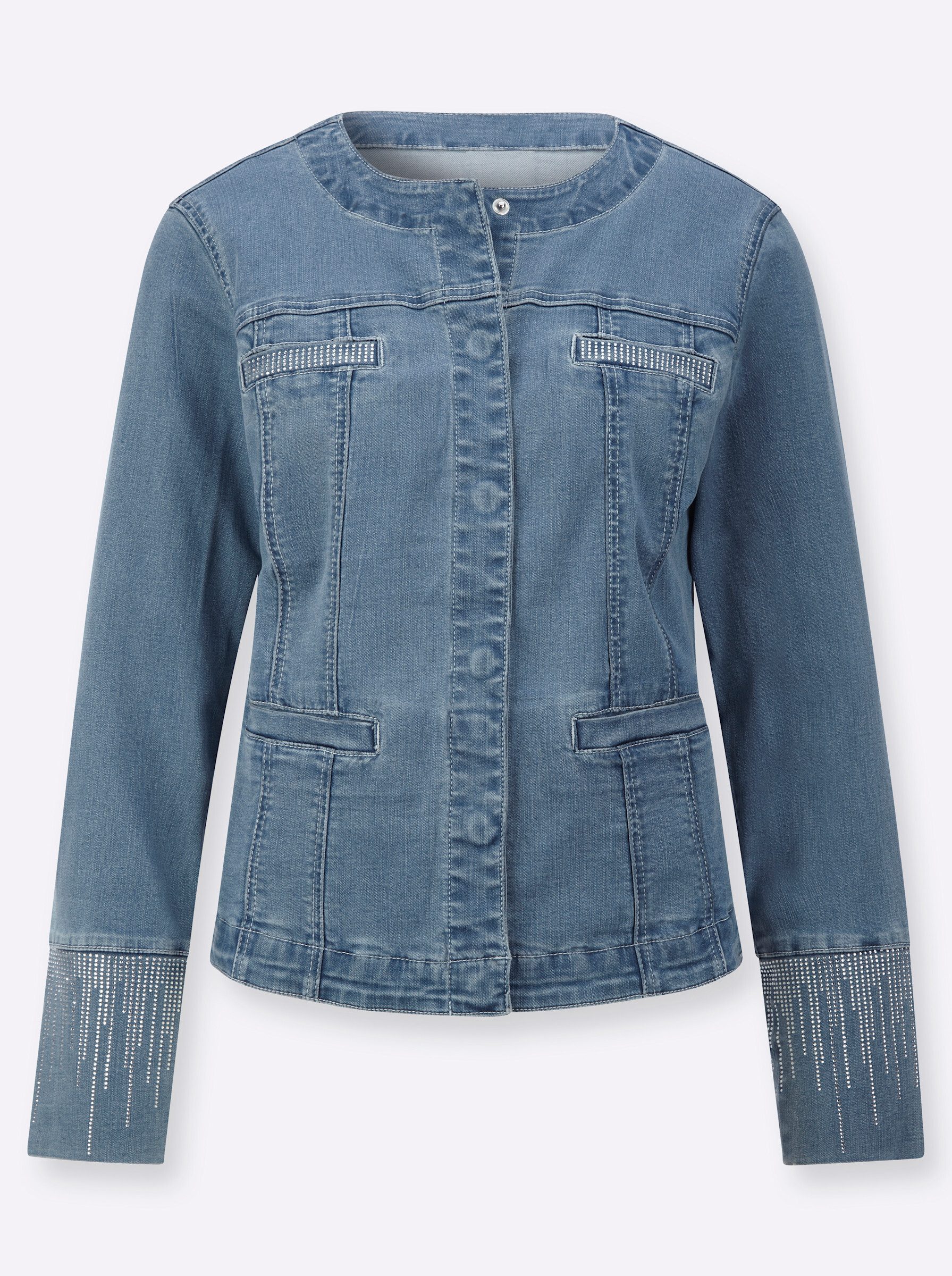 creation L Blusenblazer Lyocell-Baumwoll-Jeansblazer Langarm