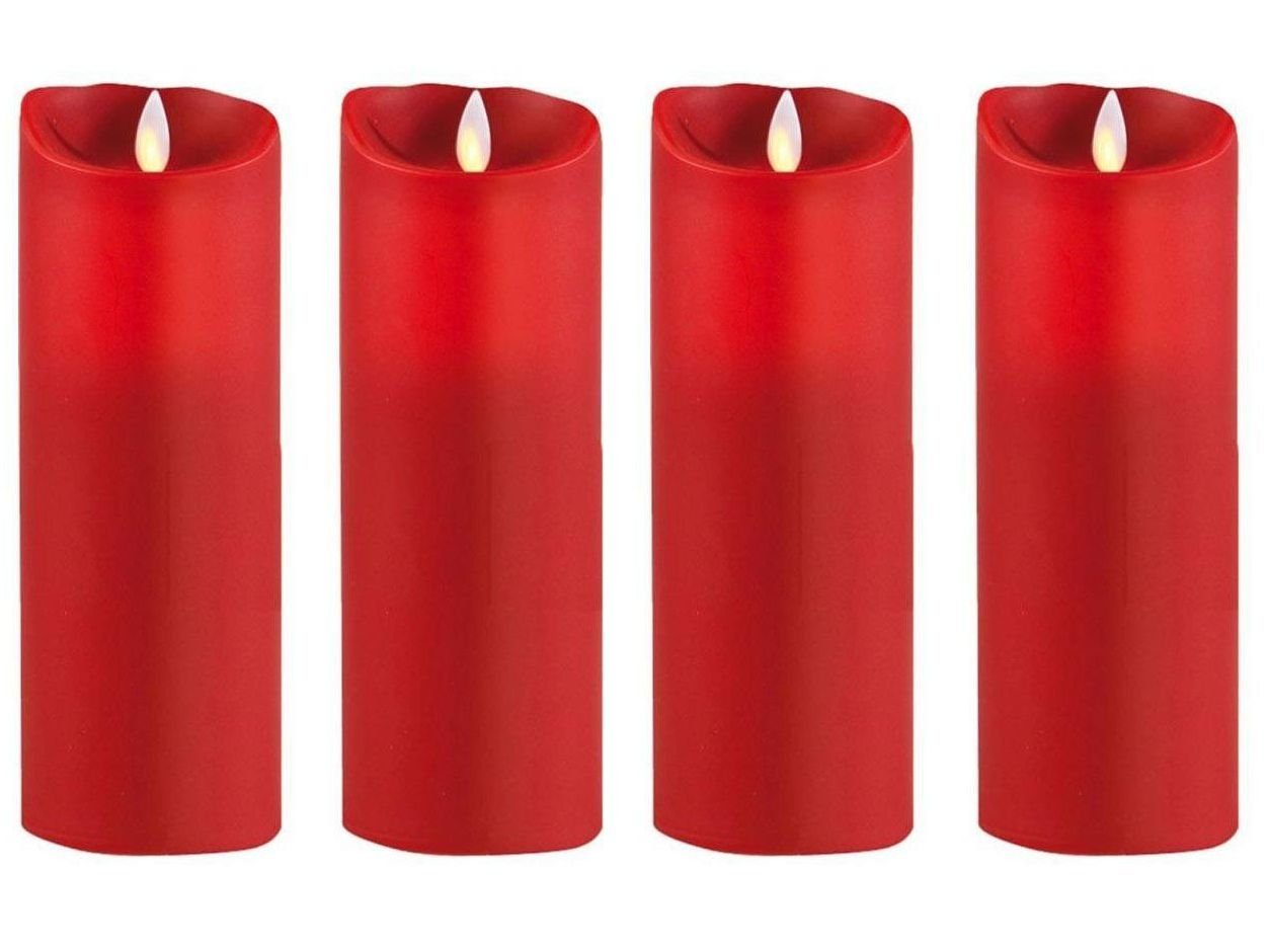 SOMPEX LED-Kerze 4er Set Flame LED Kerzen rot 23cm (Set, 4-tlg., 4 Kerzen, Höhe 23cm, Durchmesser 8cm), mit Timer, Echtwachs, täuschend echtes Kerzenlicht