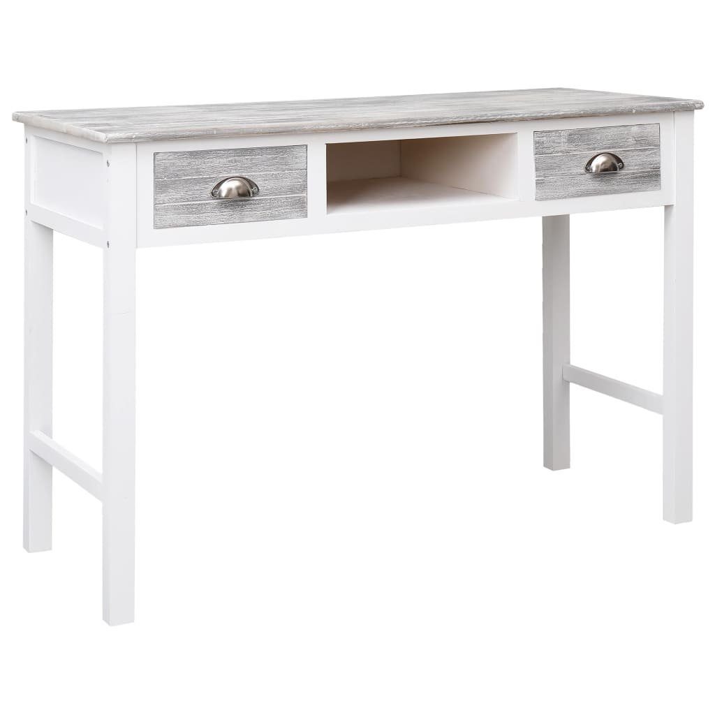 vidaXL Schreibtisch Schreibtisch Grau 110×45×76 cm Holz Weiß und grau | Weiß und grau