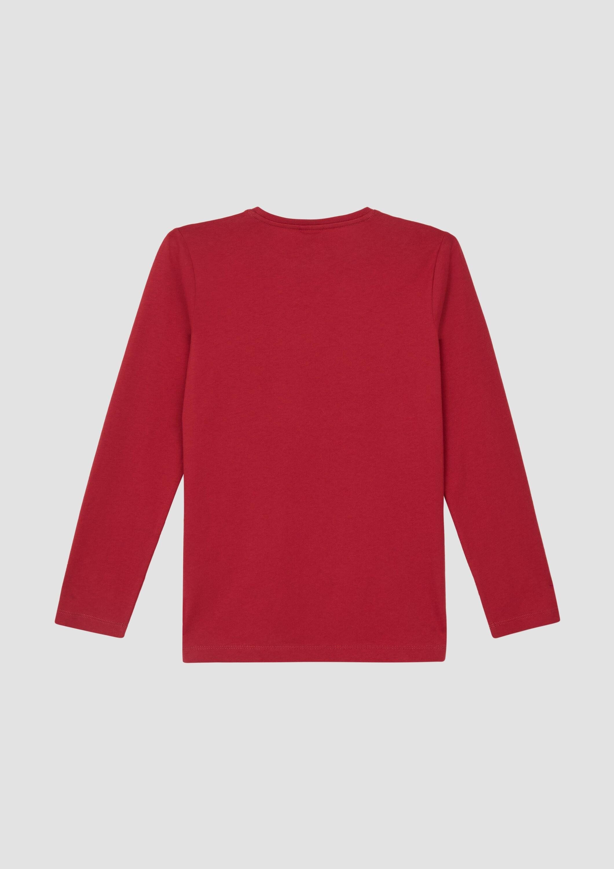 s.Oliver Langarmshirt T-Shirt Longsleeve aus Baumwolle mit Frontprint und Rippkragen