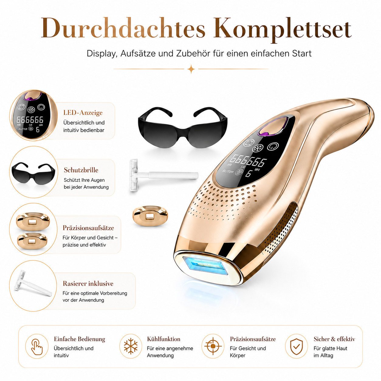 XEOOCE IPL-Haarentferner IPL Haarentferner mit Kühlfunktion, 9 Stufen und 999.999 Impulsen, 999.999 Lichtimpulse