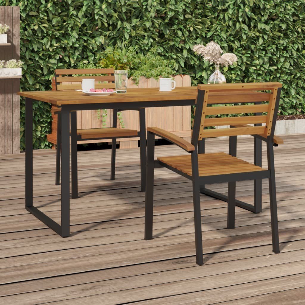 vidaXL Gartenstuhl Stapelbare Gartenstühle 2 Stk. Massivholz und Metall (2 St)