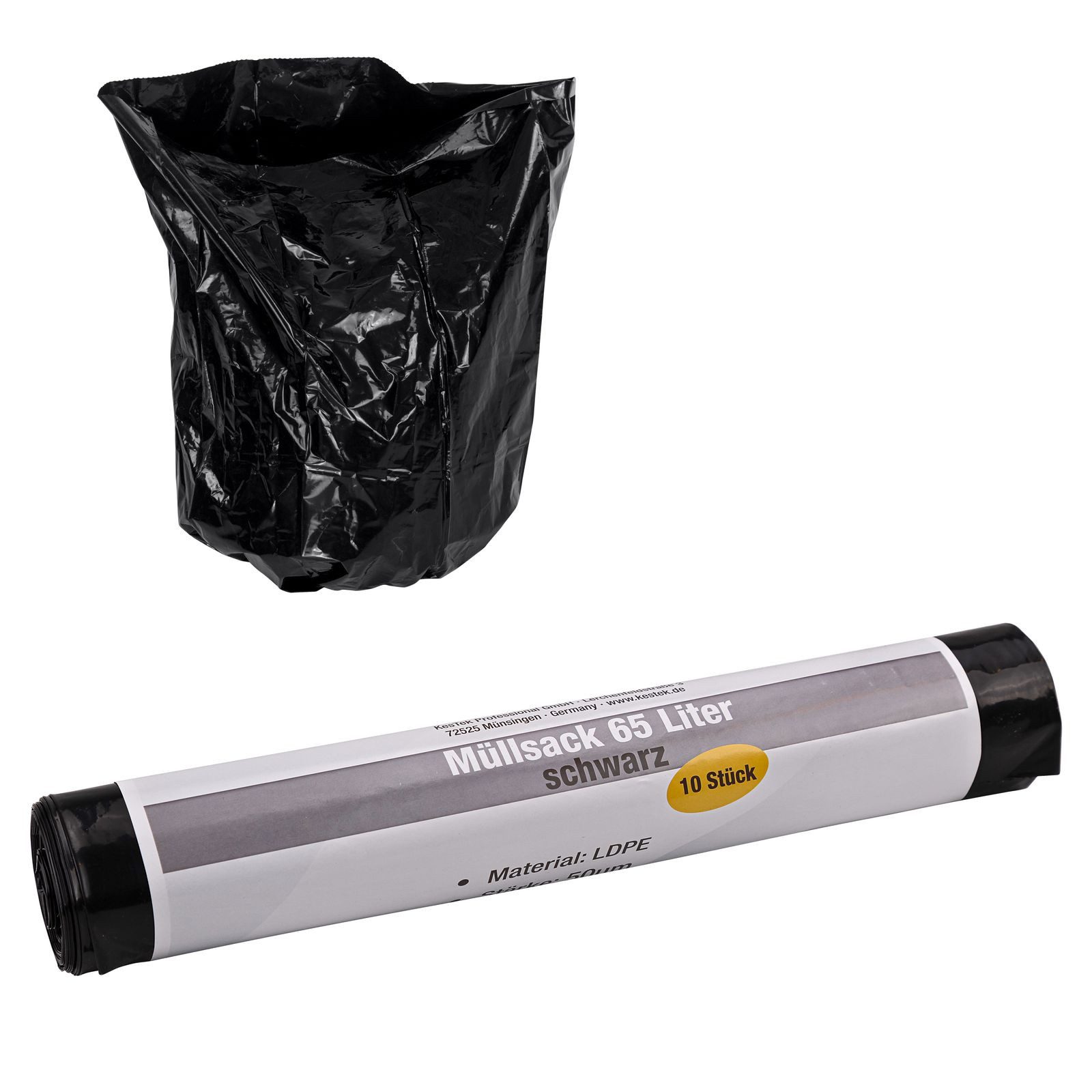 KesTek Müllsack Müllsack 65 Ltr. schwarz 10 Stück 50µm