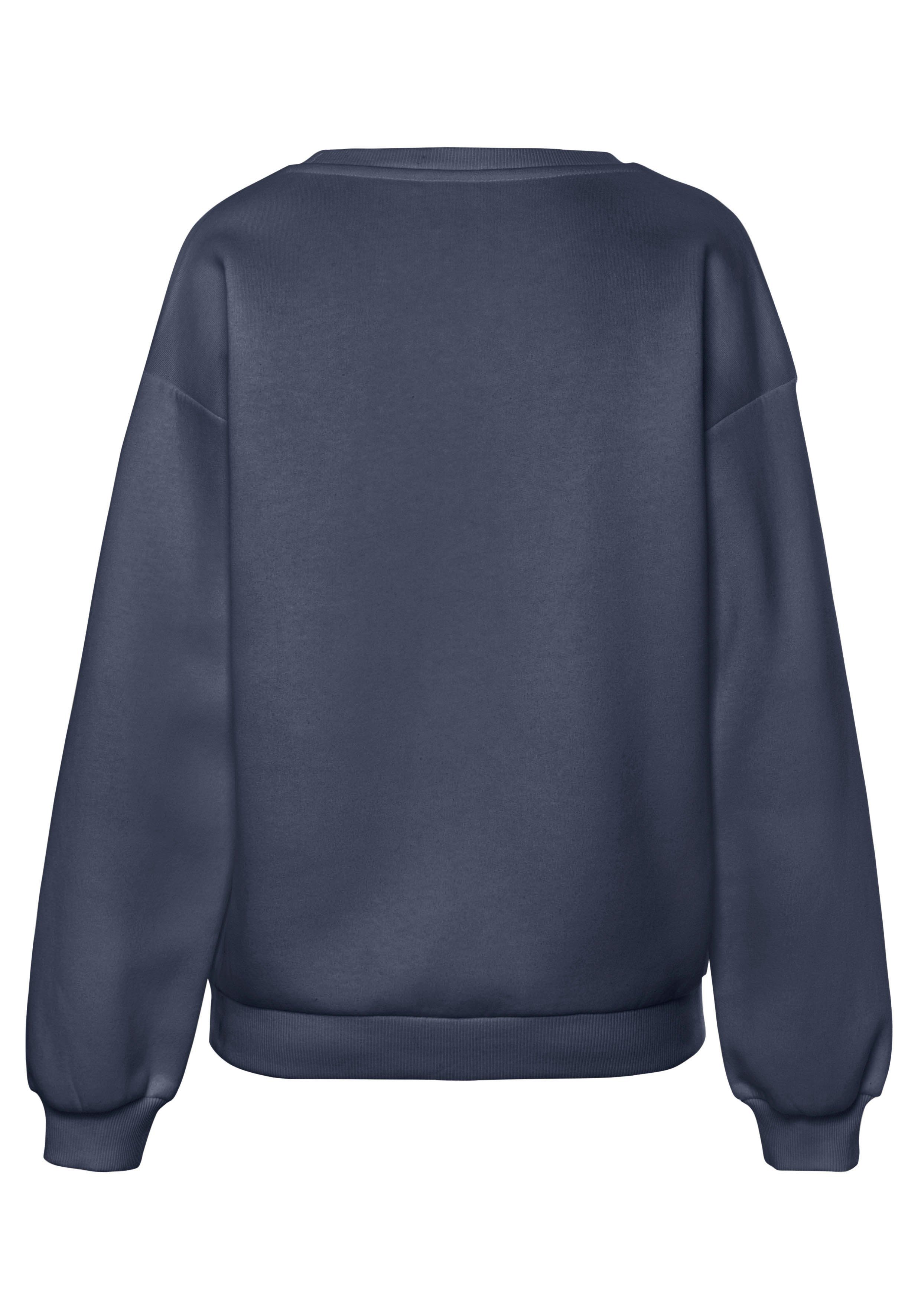 LASCANA Sweatshirt -Pullover Loungeanzug weiten anthrazit mit Loungewear, Ärmeln