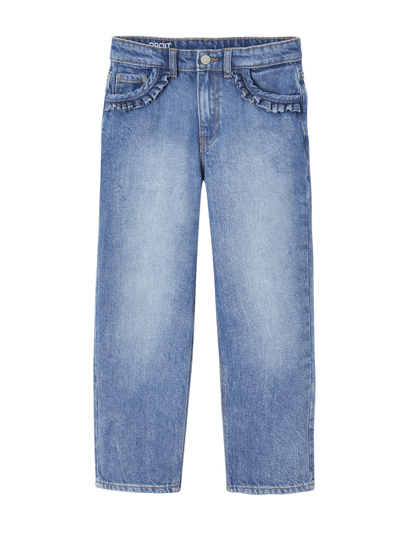 vertbaudet 7/8-Caprijeans Gerade Mädchen Jeans, Hüftweite COMFORT