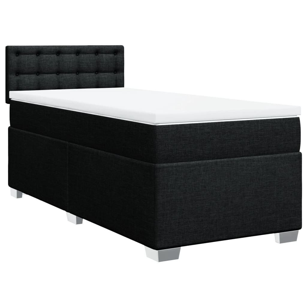 vidaXL Bett Boxspringbett mit Matratze Schwarz 90x200 cm Stoff