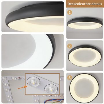 style home Deckenleuchte Hängeleuchte 52W, Deckenlampe, Ø60x8cm, Voll dimmbar mit Fernbedienung, Warmweiß bis Kaltweiß, moderne Leuchte für Kinderzimmer Wohnzimmer Schlafzimmer Büro, Schwarz