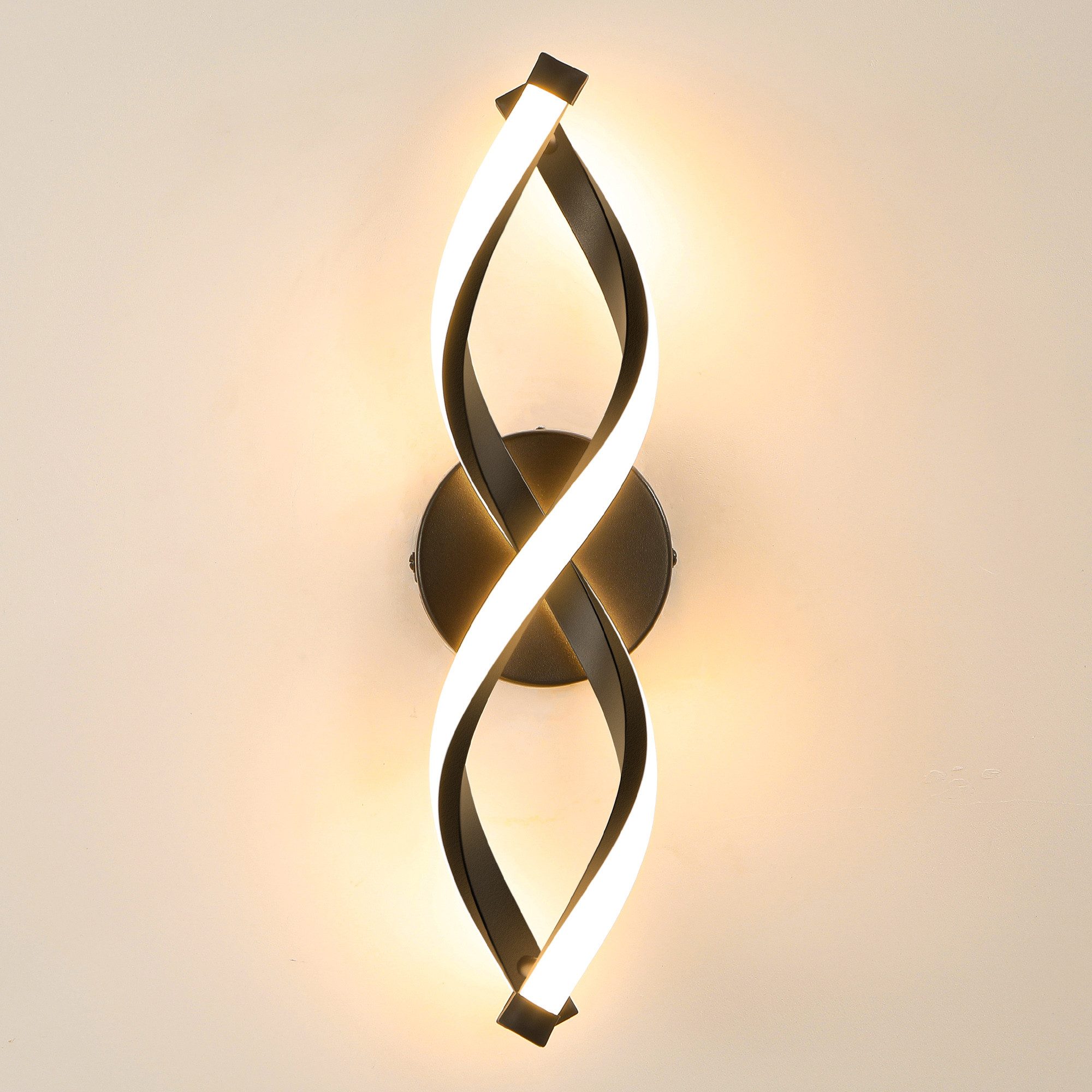 BlingBin LED Wandleuchte Wandlampe Innen 15W 1500LM für Schlafzimmer, Warmweiß, 3000K, LED fest integriert, Warmweiß, gebogene Design Wandlicht für Wohnzimmer Treppenhaus Flur