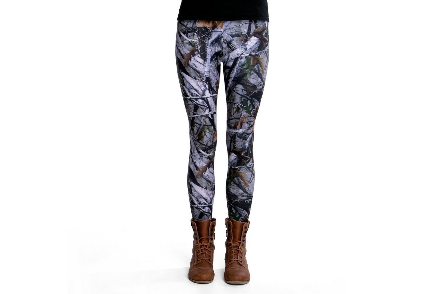 cosey Leggings Bunte Bedruckte Motiv-Leggings Baum/Wald (Einheitsgröße XS-L) Baum Camouflage