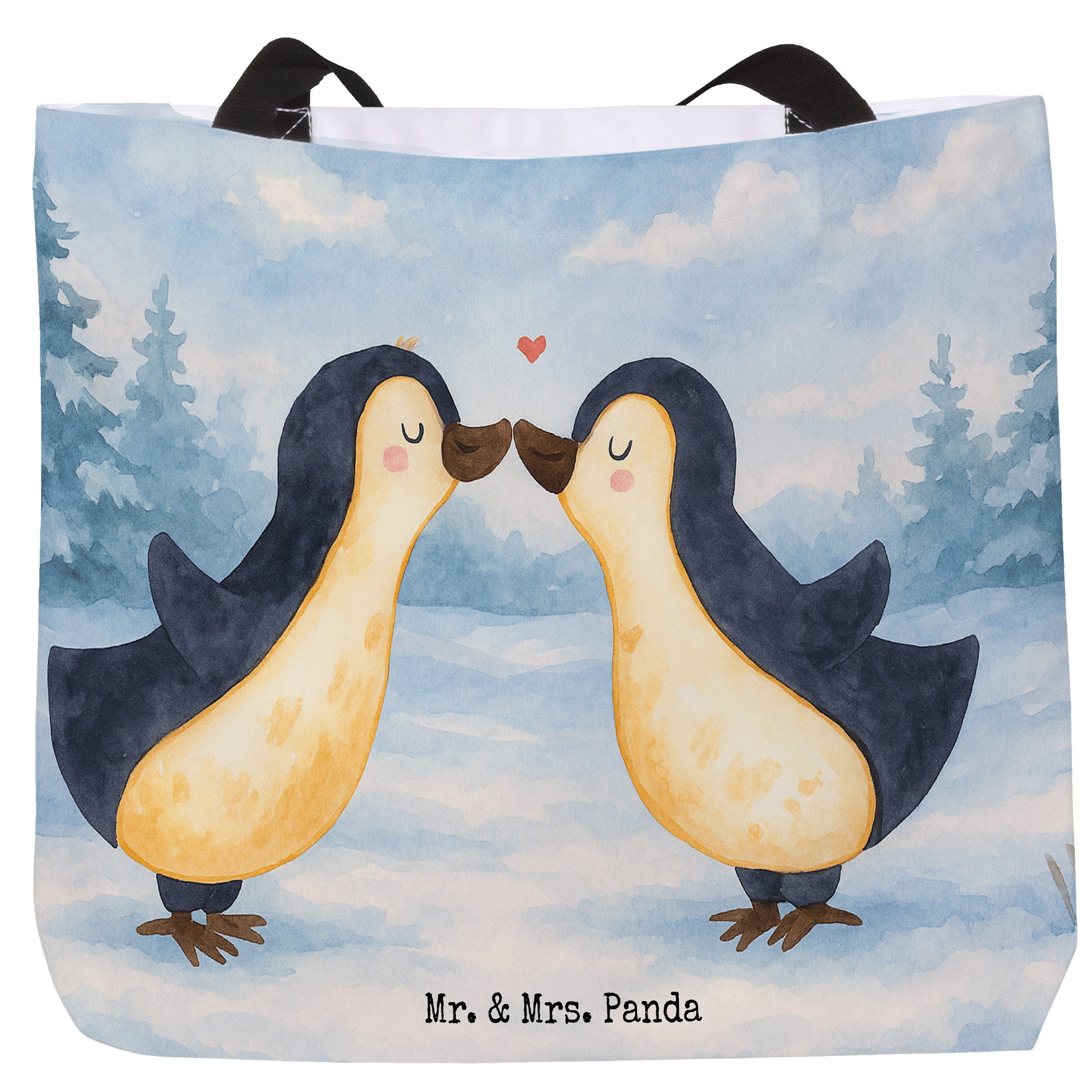 Shopper Pinguin Liebe Design, Schultasche, Weiß, Freundin, Strandtasche, Gesc