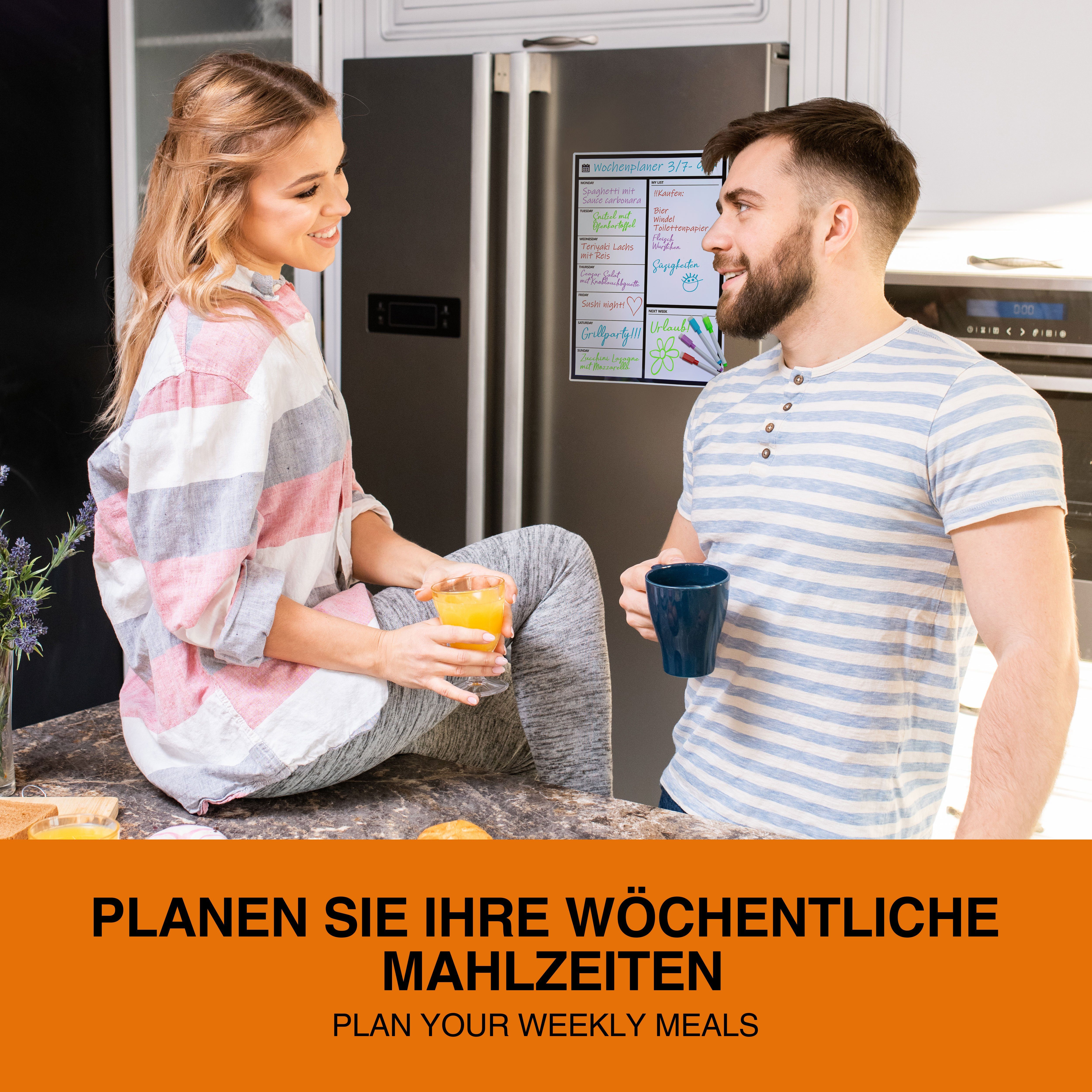 Goods+Gadgets Terminplaner GOODS+GADGETS Magnetischer Wochenplaner – Familienplaner Kühlschrank, Kühlschrank Familienplaner Magnet-Tafel