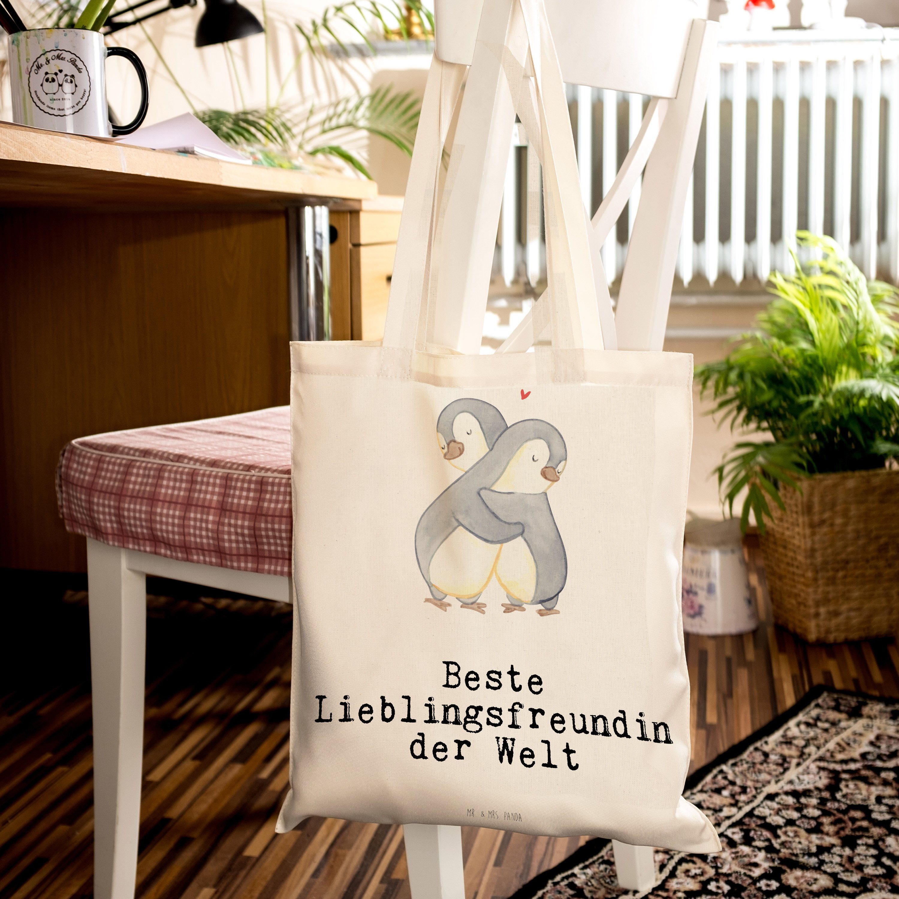 & Mrs. Tragetasche Pinguin Geschenk, Pa (1-tlg) Beste Welt Panda - Mr. Lieblingsfreundin der Transparent -