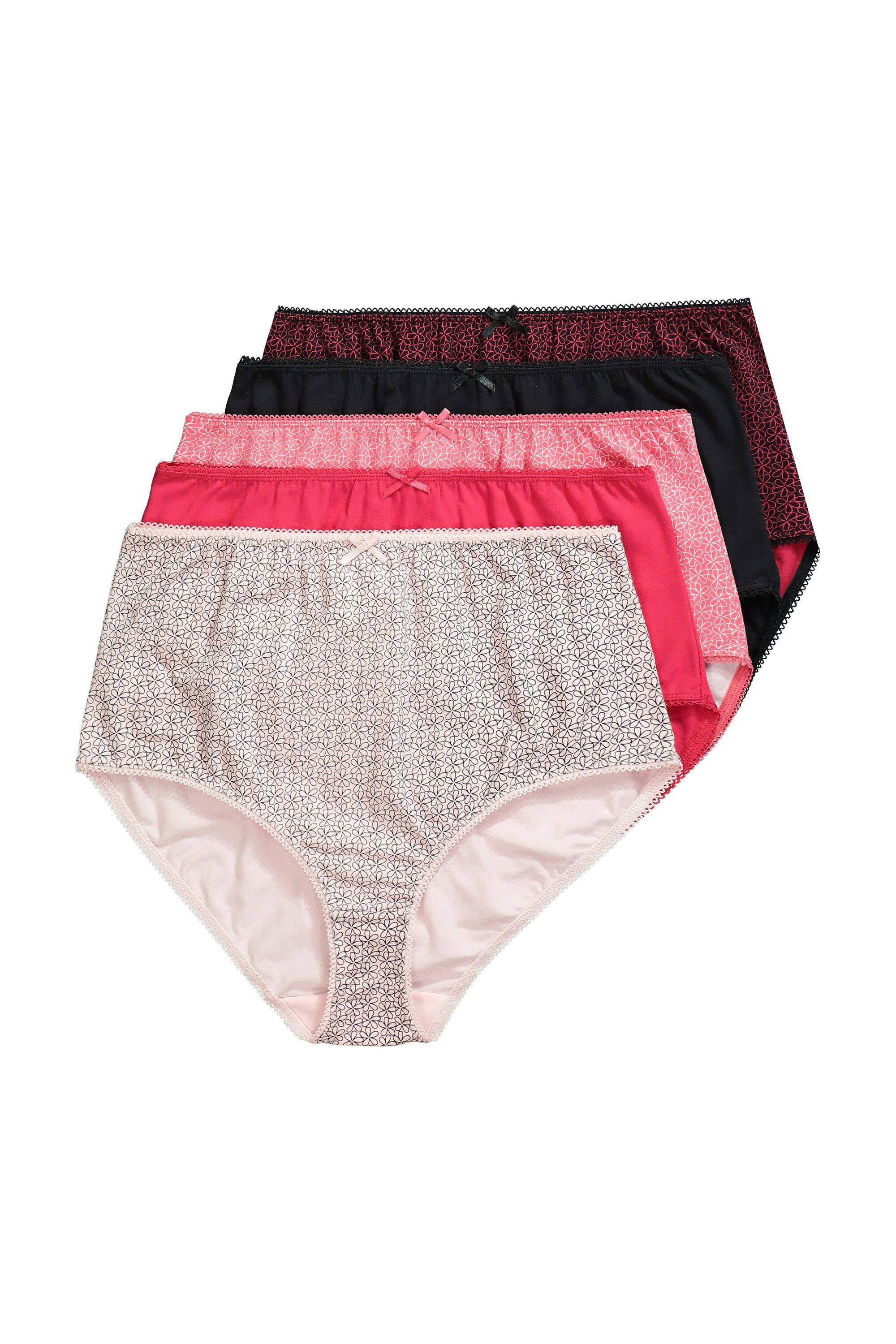 Ulla Popken Slip Maxislips 5er-Pack Blüten/einfarbig High Waist