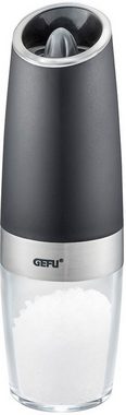 GEFU Salz-/Pfeffermühle GIVA elektrisch, (1 Stück), Kippsensor für automat. Mahlen, einstellbare Mahlstufen, LED-Anzeige