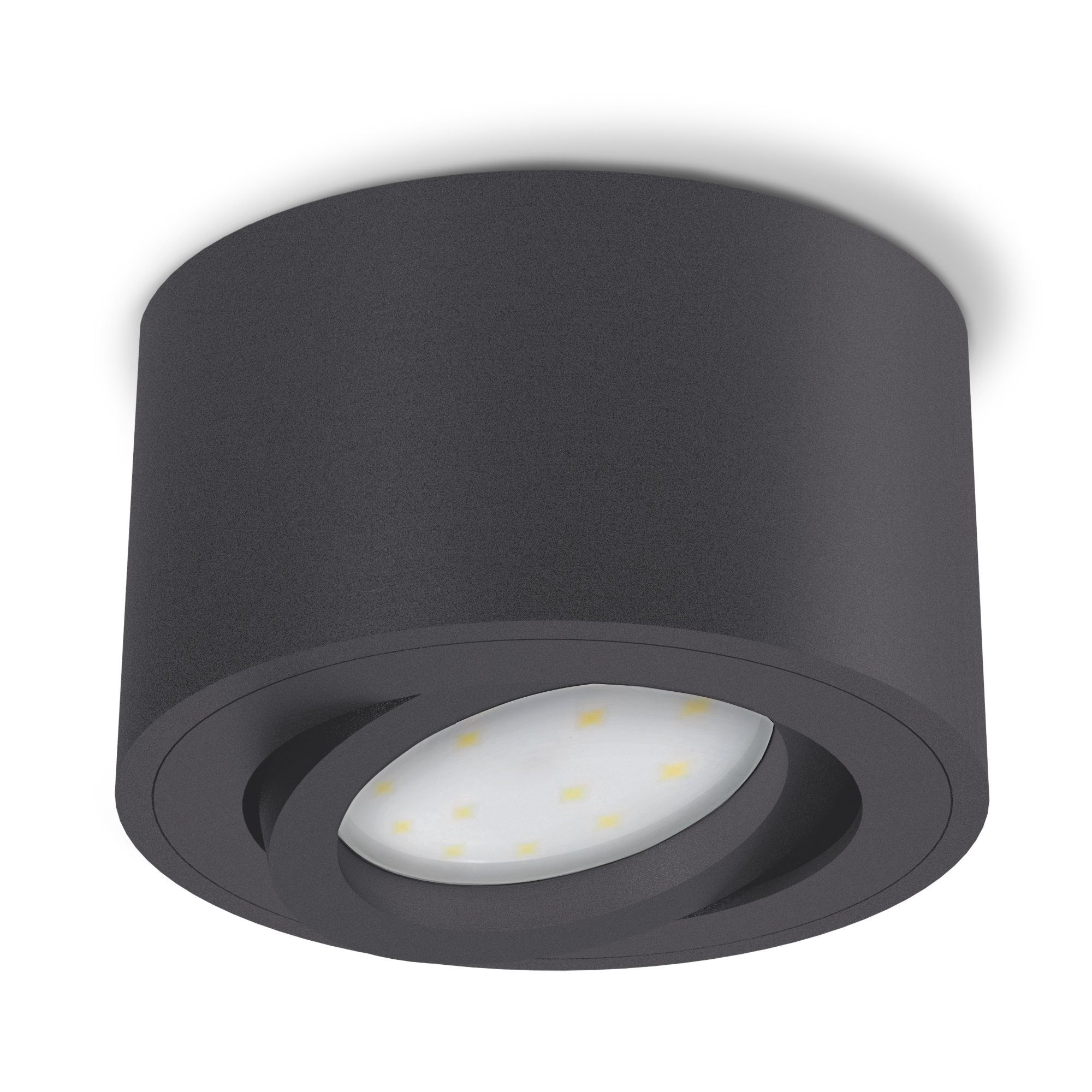 SSC-LUXon LED Aufbaustrahler CELI-1N Aufputz Deckenspot schwenkbar flach anthrazit mit LED Modul 4W, Neutralweiß