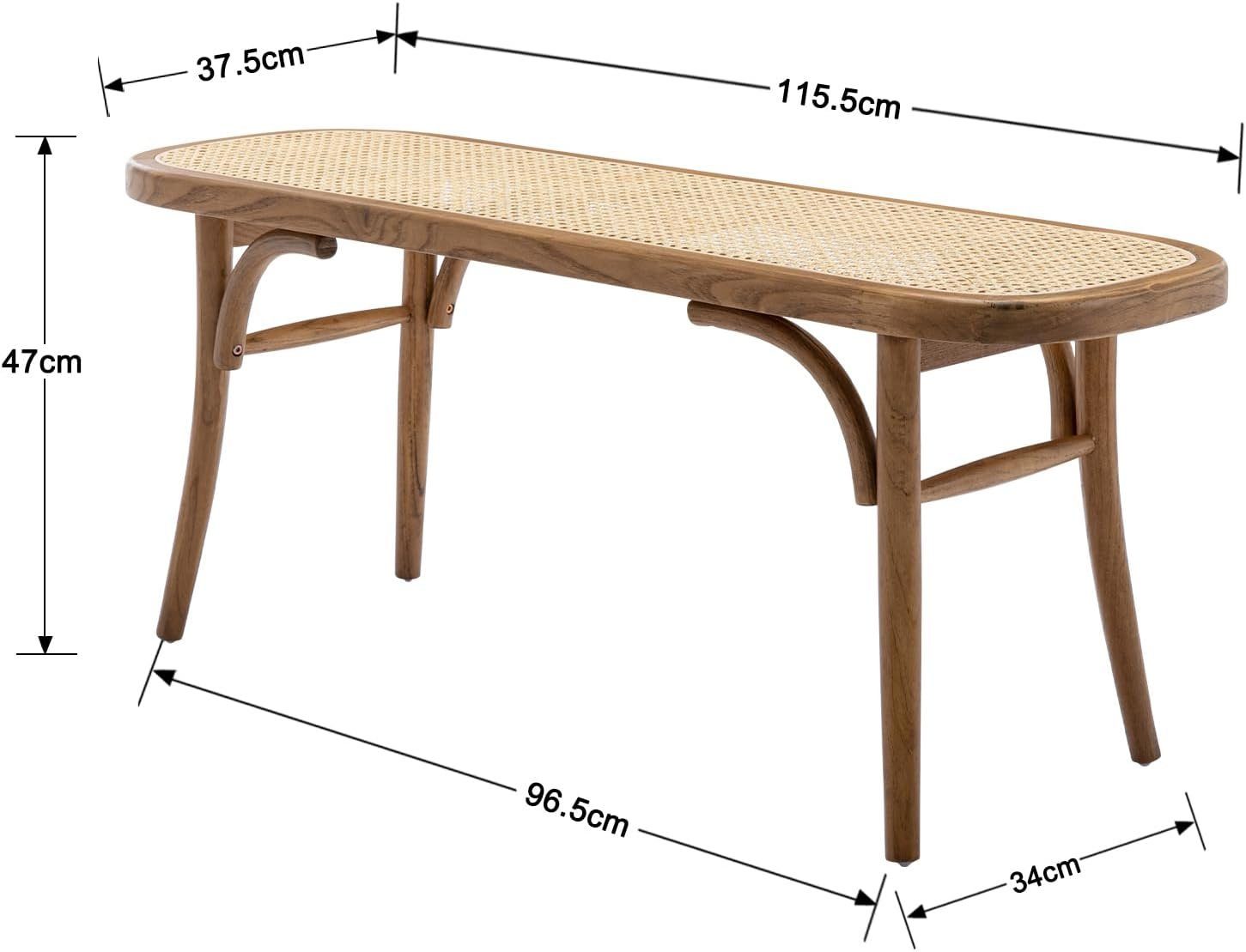 WAHSON OFFICE CHAIRS Sitzbank Esstischbank Rattan Holz Esszimmerbank 96.5cm günstig online kaufen