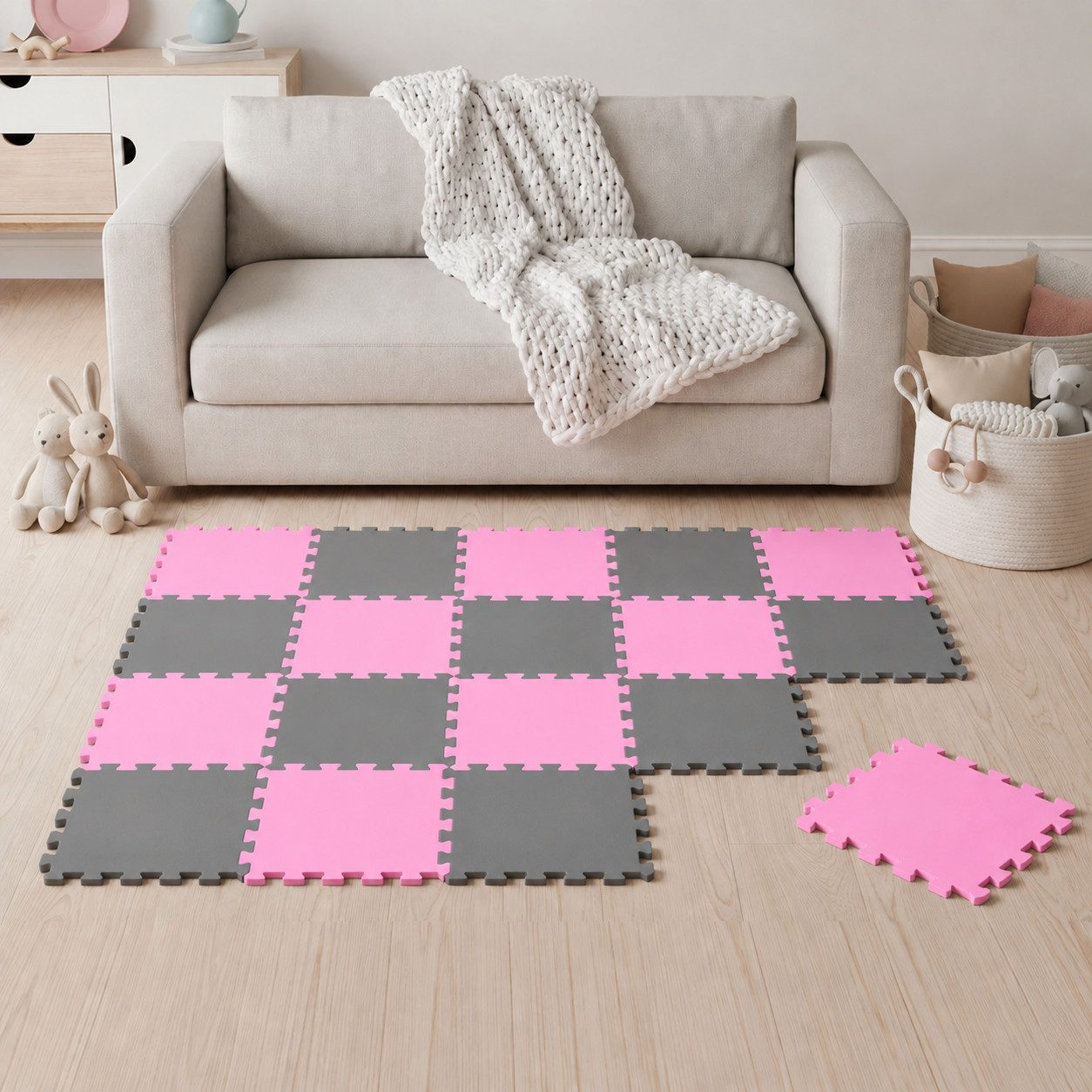 LittleTom Puzzlematte ab dem 1. Tag - 18 Teile Baby Spielmatte - 30 x 30 Kinder Krabbelmatte, (18-tlg), Spielunterlage für Babys und Kleinkinder - Kinderzimmer Puzzleteppich