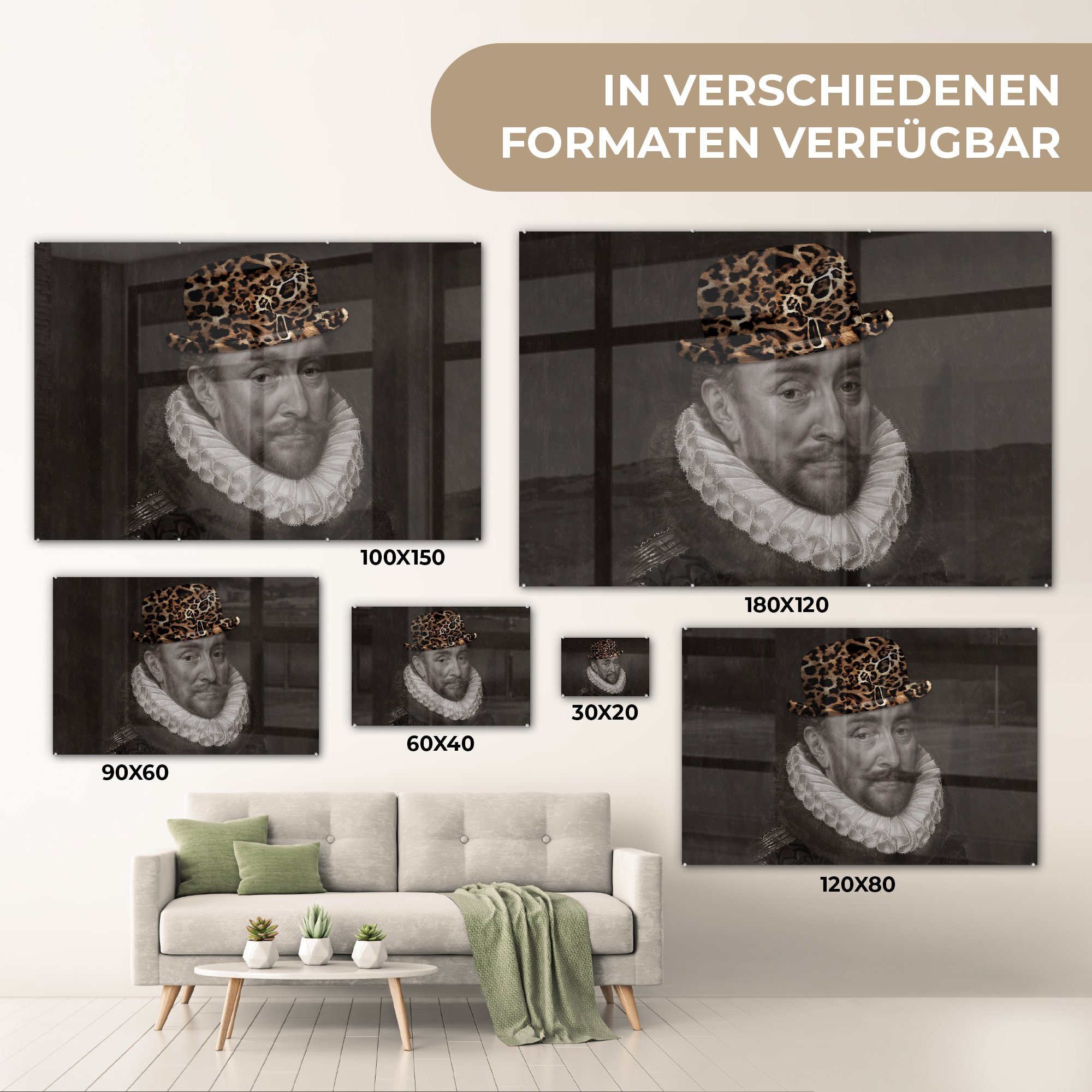 Bilder Hut von MuchoWow Wandbild auf - Foto Pantherdruck, Acrylglasbild - - Wanddekoration St), Wilhelm (1 Glasbilder Glas Glas auf - - Oranien