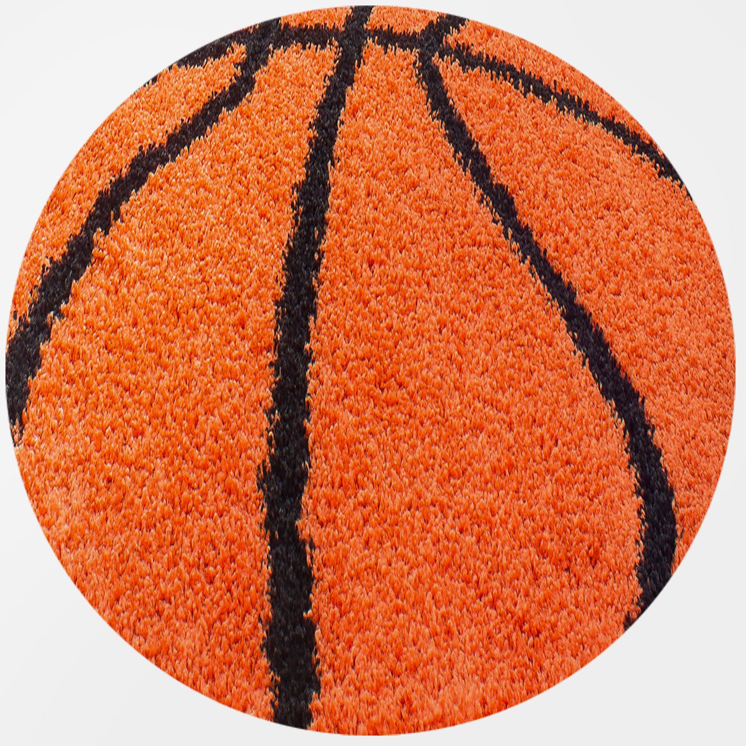 KADIMA DESIGN Kinderteppich MATREI Shaggy Langflor Spielteppich Kinderzimmer Waschbar Fröhlich, Rund, Höhe: 32 mm, 100x100 cm, Strapazierfähig Basketball Waschbar