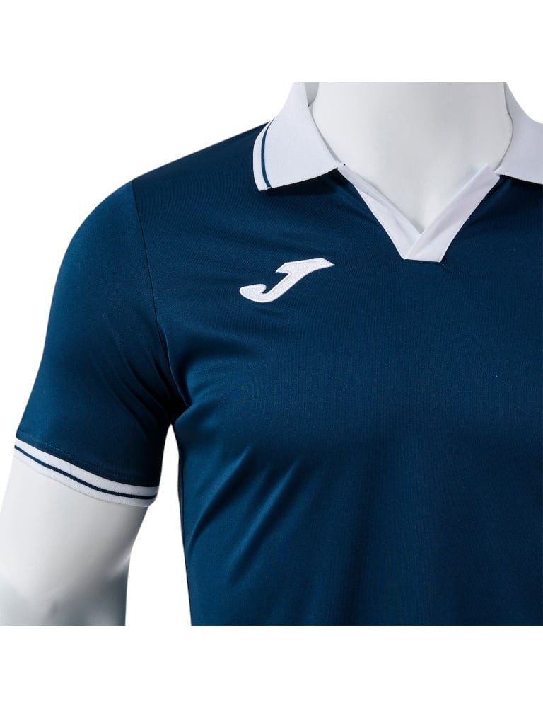 Joma Poloshirt Galaxy (100% rec. Polyester, leicht, atmungsaktiv) navyblau/weiss