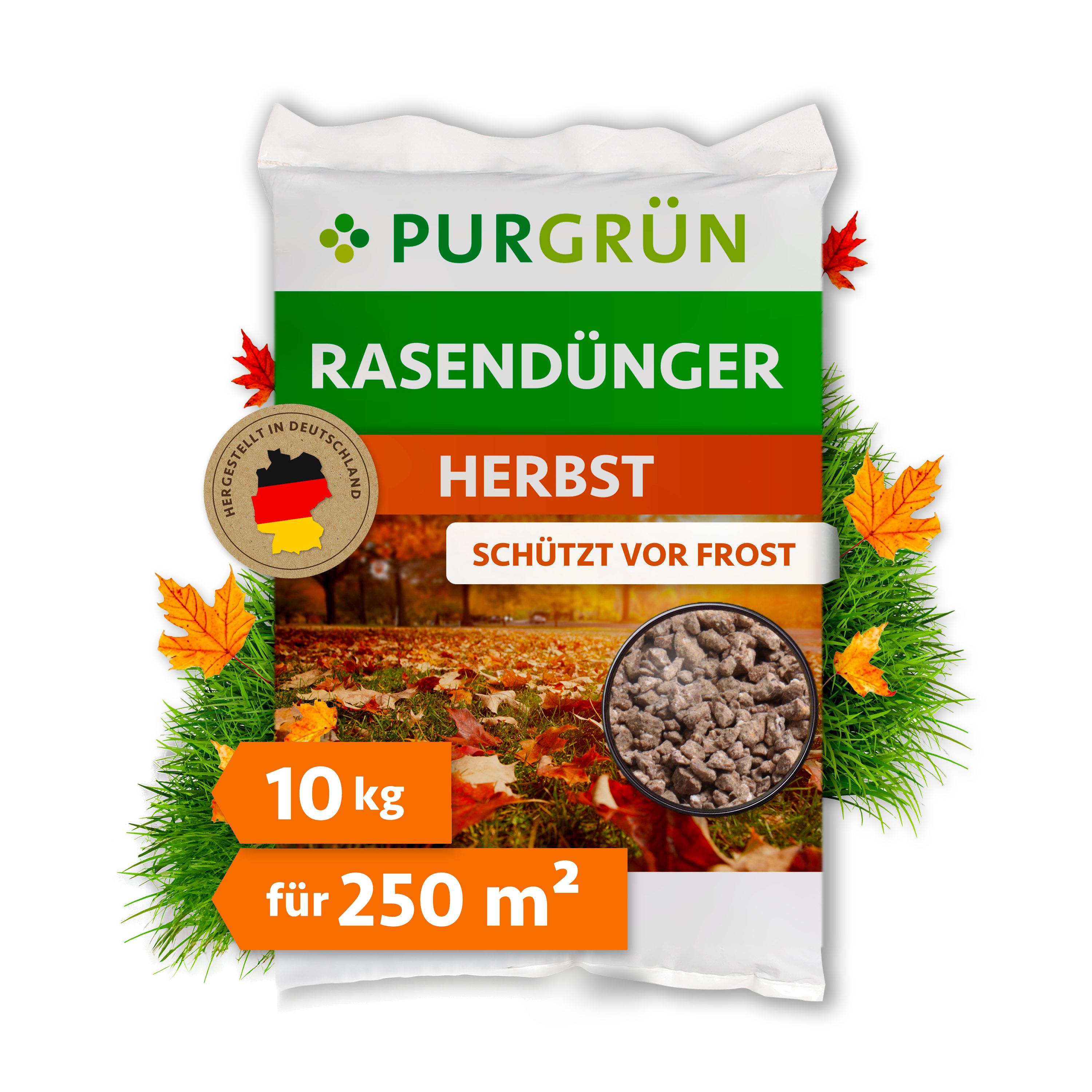 Purgrün Rasendünger Herbstrasendünger, NPK 6+3+13, Kalium, 10 kg, Granulat, 1-St., 10 kg