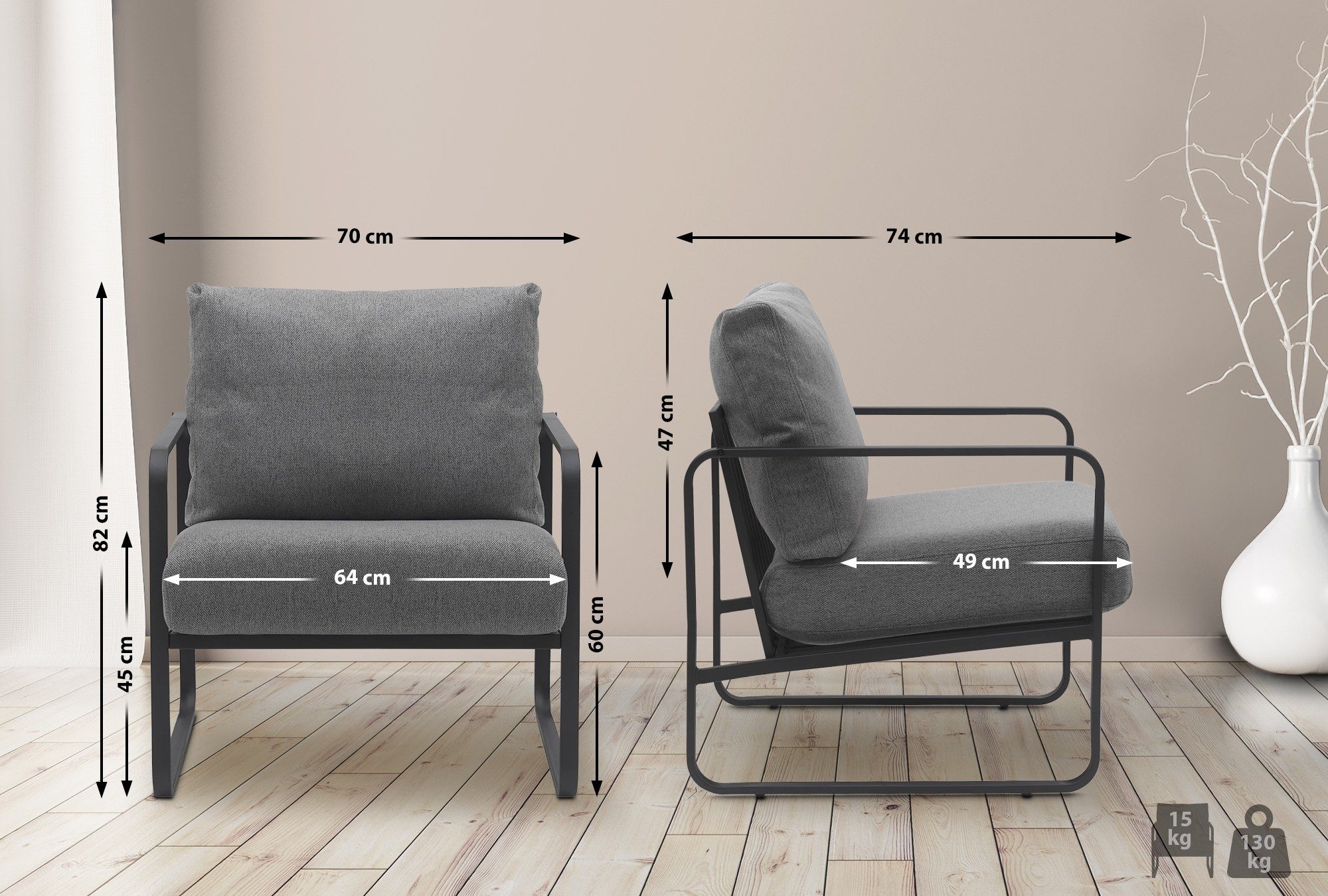 CLP Loungesessel Manea, gepolstert, mit Metallgestell günstig online kaufen