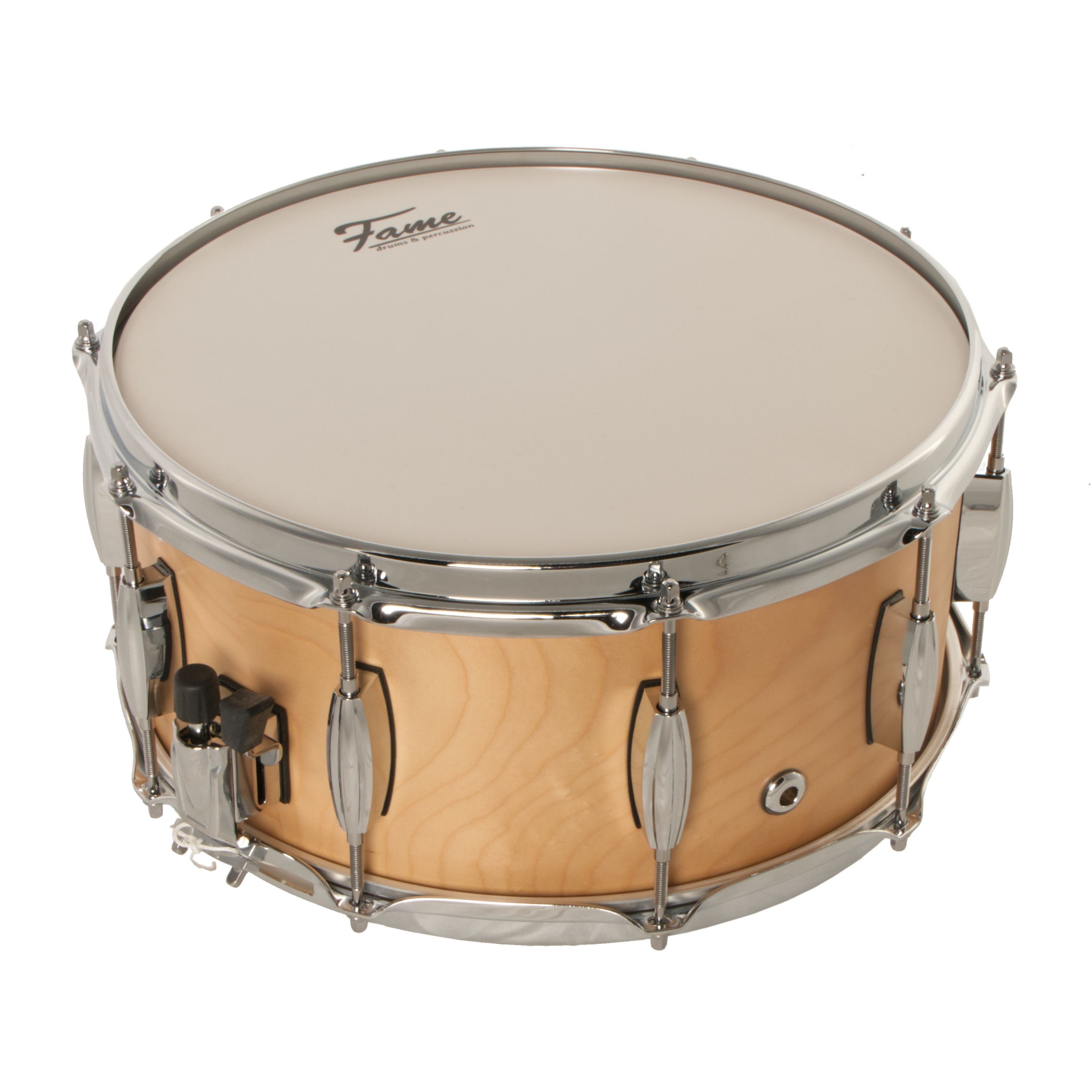 FAME Spielzeug-Musikinstrument, FCSM1465 Custom Maple Snare 14"x6,5" Matt  Clear Laquer - Snare Drum