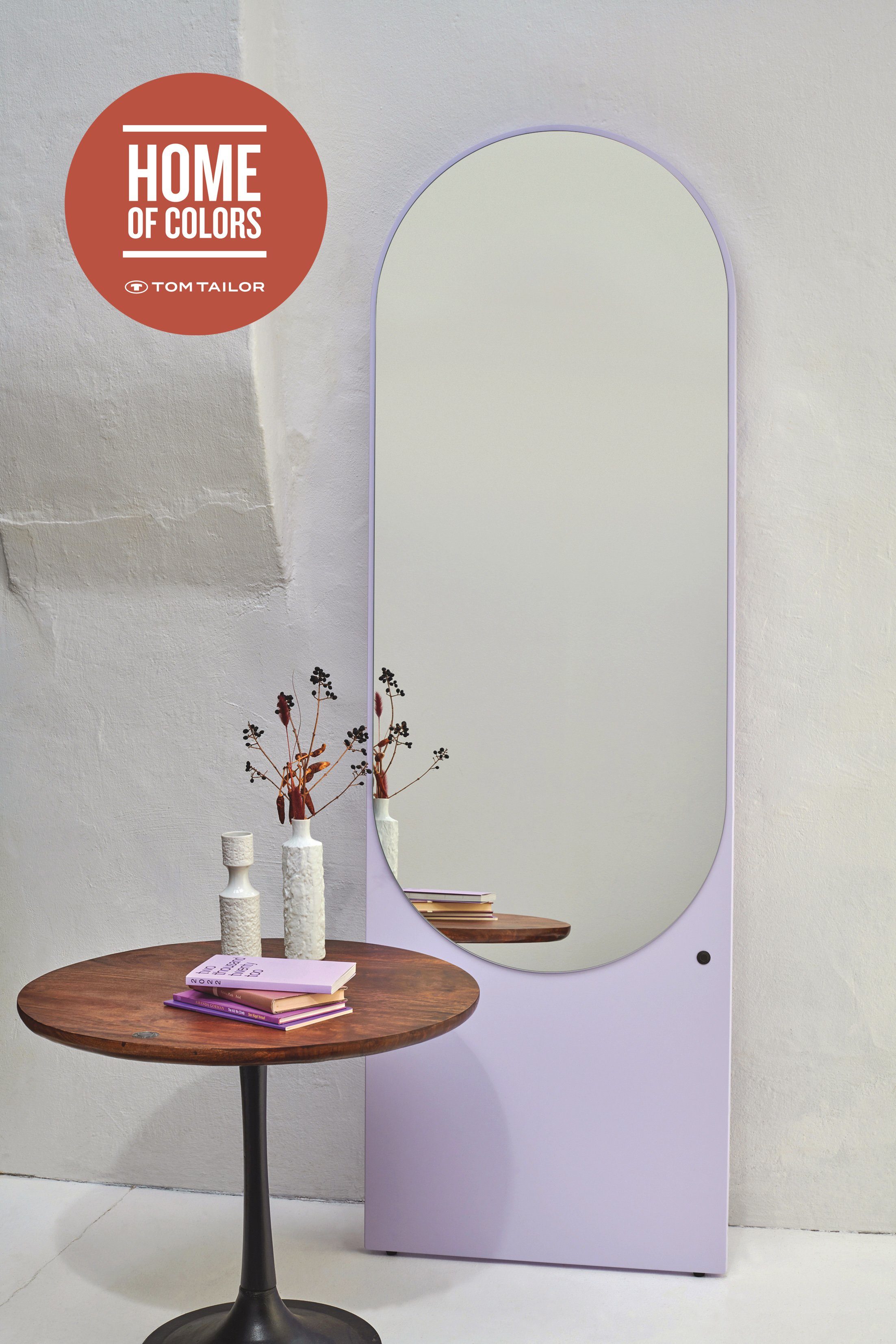 TOM TAILOR HOME Standspiegel COLOR MIRROR - farbiges Highlight - hochwertig lackiert, Wandlehnender Spiegel in besonderer Form & in vielen schönen Farben Lilac