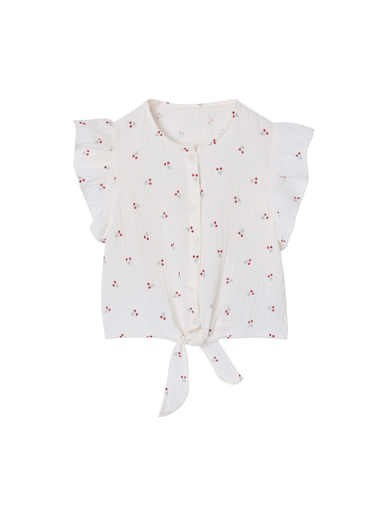 vertbaudet Kurzarmbluse Bluse mit Volantärmeln Mädchen