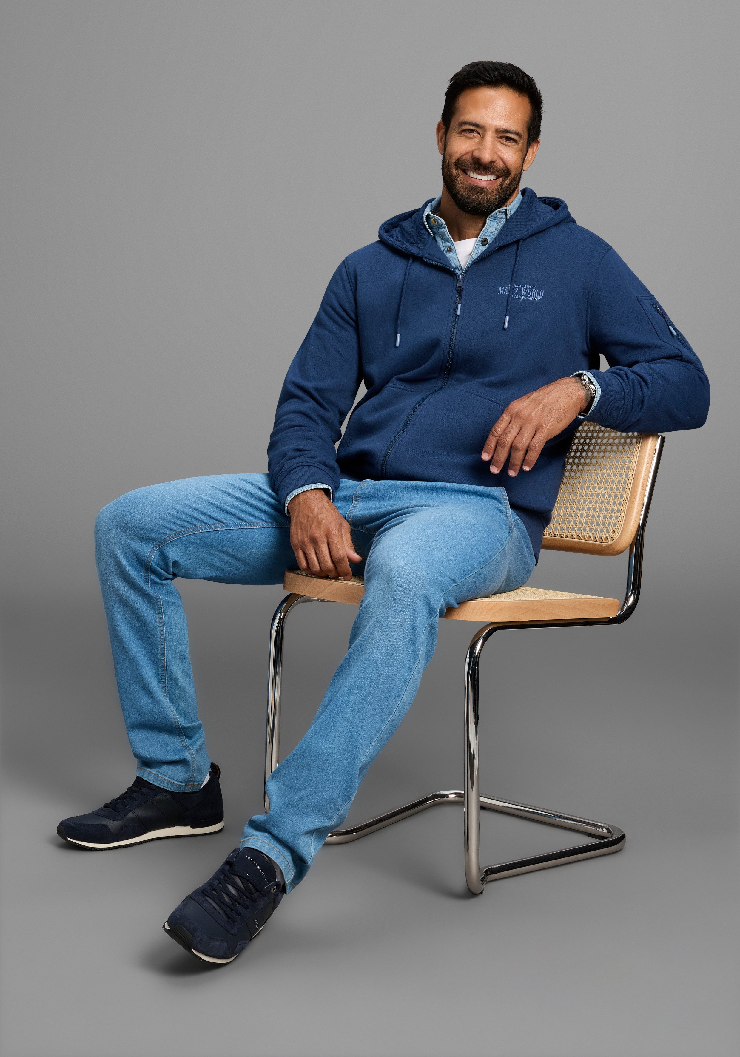 Man's World Kapuzensweatjacke Langarm, mit Print, mit Kapuze, Tasche am Ärm günstig online kaufen