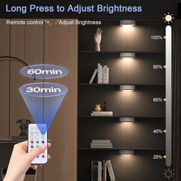 KUGI LED Wandleuchte unterbauleuchte Touch-Licht Schrankleuchte mit Fernbedienung dimmbar, Es eignet sich für viele Orte wie Arbeitszimmer, Küche, Flur, Garderobe, Esszimmer, Bartheke usw, Timer Runder Unterschrank Küche kabellose magnetische Touch-Schrankleuchte, Küchenlampe Deckenleuchte Kaltweiß für Küche Bad Schlafzimmer Flur Keller Die 3 LED-Nachtlichter werden, LED Deckenleuchte Deckenlampe 6500K Wasserdichte Badezimmer lampe