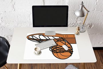 MuchoWow Gaming Mauspad Eine Illustration des Basketballs im Netz (1-St), Büro für Tastatur und Maus, Mousepad Gaming, 90x60 cm, XXL, Großes