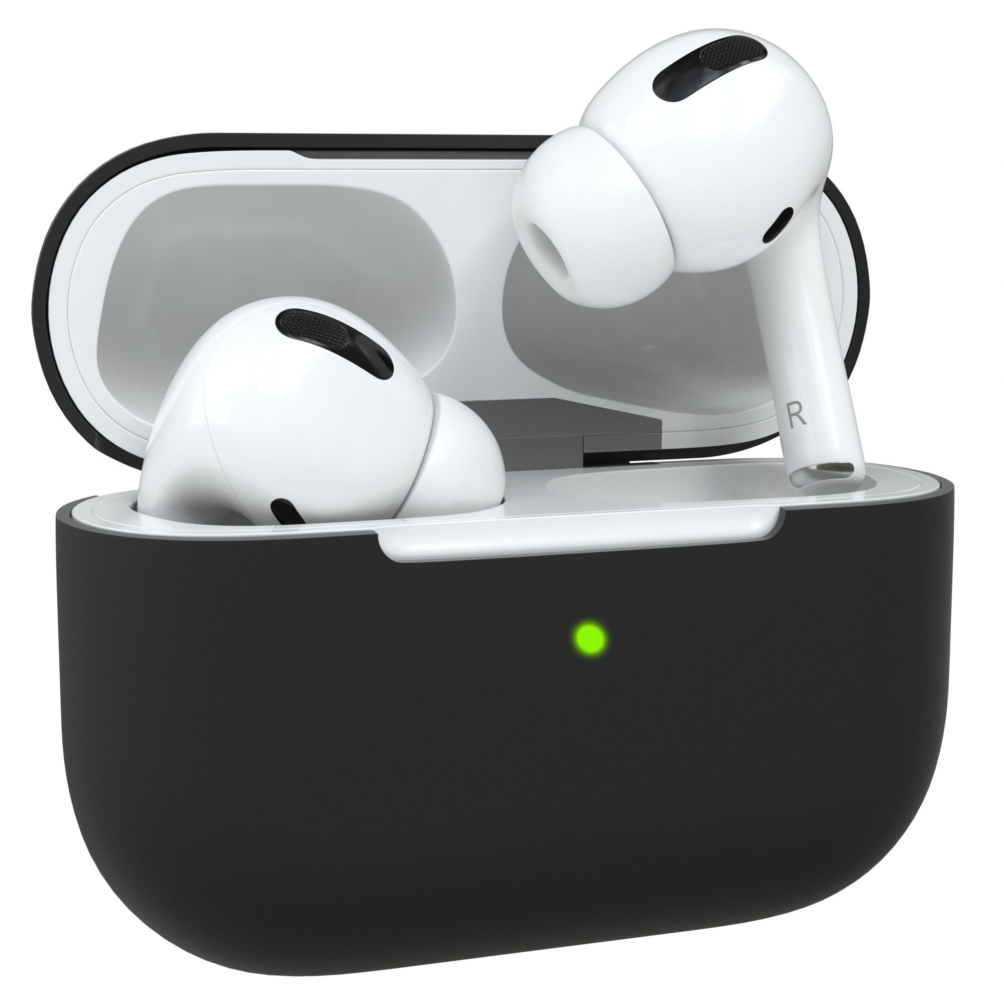 EAZY CASE Kopfhörer-Schutzhülle Silikon Hülle kompatibel mit Apple AirPods Pro, Schutzhülle Stoßfest Hülle für Airpods Box Silikonhülle Cover Schwarz