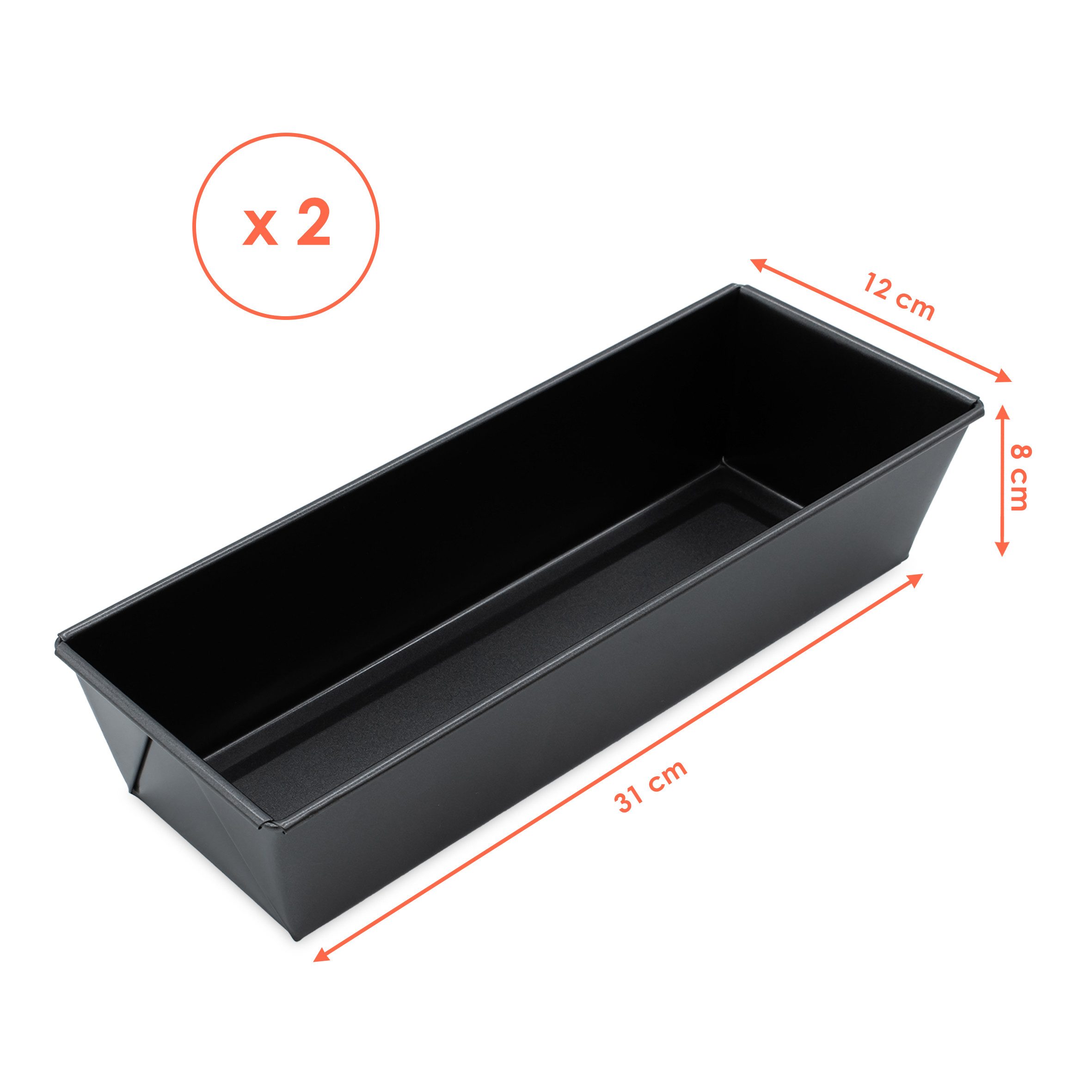 Spetebo Backform Sets grau mit Antihaftbeschichtung, (Kastenform 2er Set), Königskuchen Backform - 31 cm