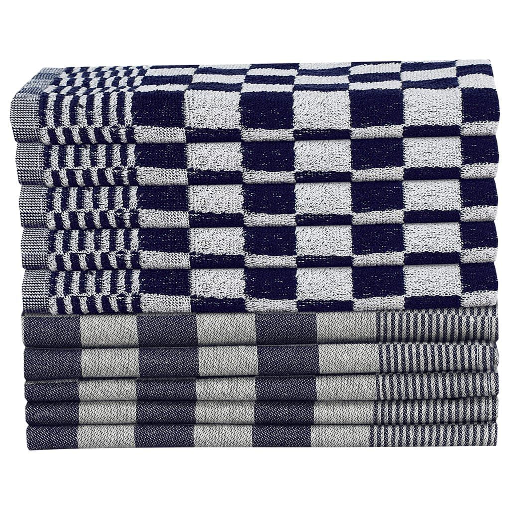 und vidaXL Baumwolle Weiß Handtuch-Set Blau Handtuch 10-tlg