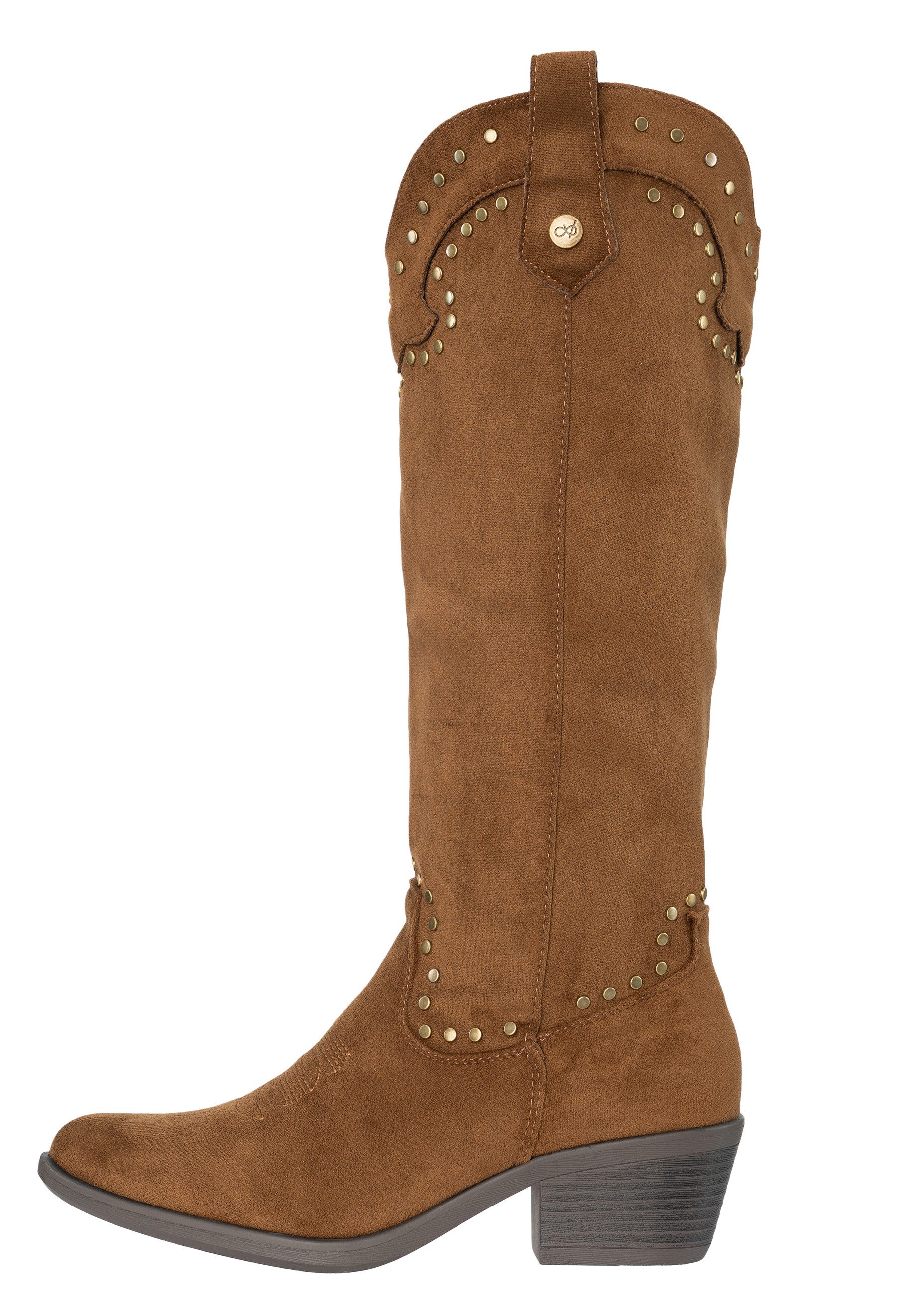 Salinyang Damen Cowboy Boots Kniehoch in Wildlederoptik mit Nieten Stiefel